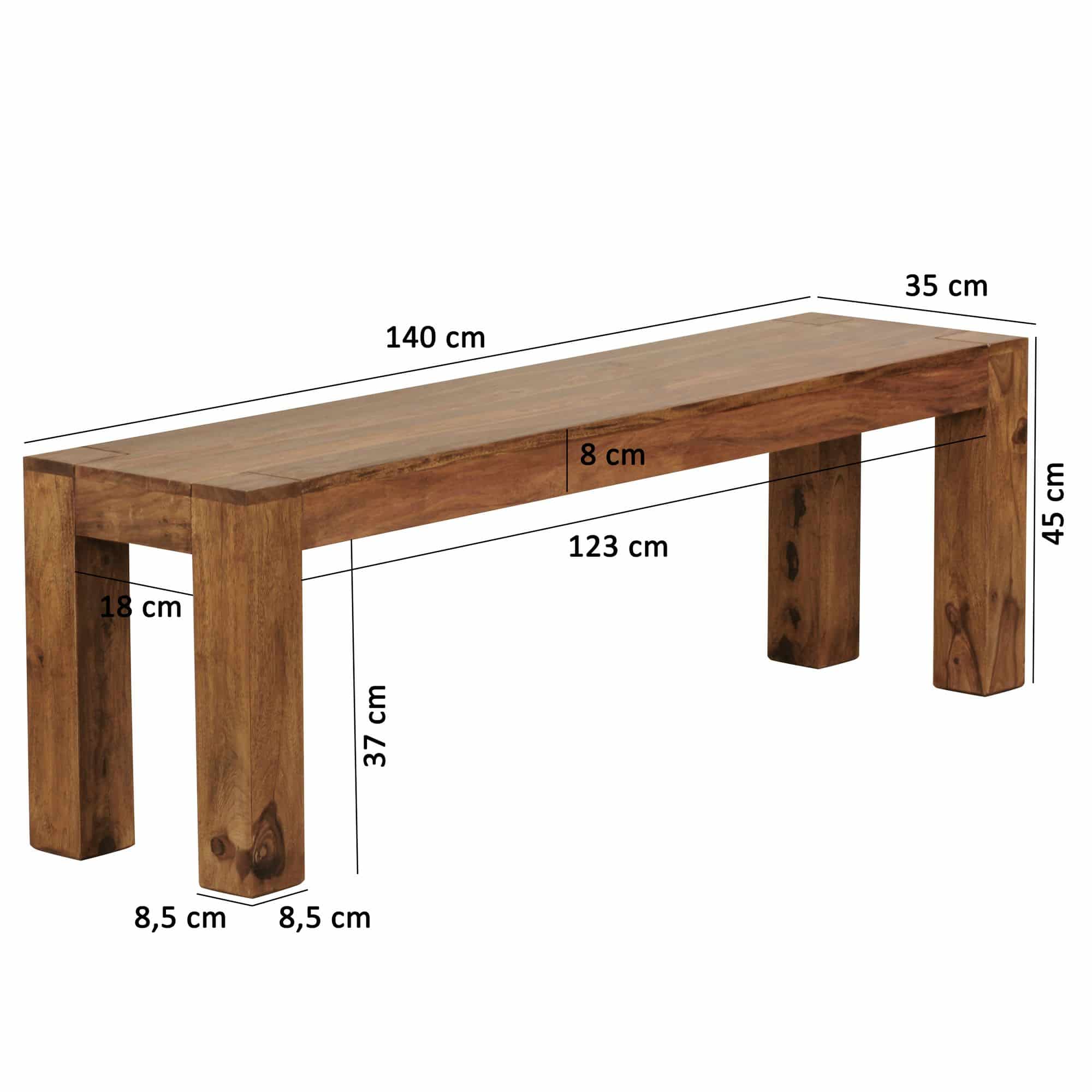Esszimmer Sitzbank MUMBAI Massiv-Holz Sheesham 140 x 45 x 35 cm Holz-Bank Natur-Produkt Küchenbank im Landhaus-Stil Esszimmer Sitzbank MUMBAI Massiv-Holz Sheesham 140 x 45 x 35 cm Holz-Bank Natur-Produkt Küchenbank im Landhaus-Stil