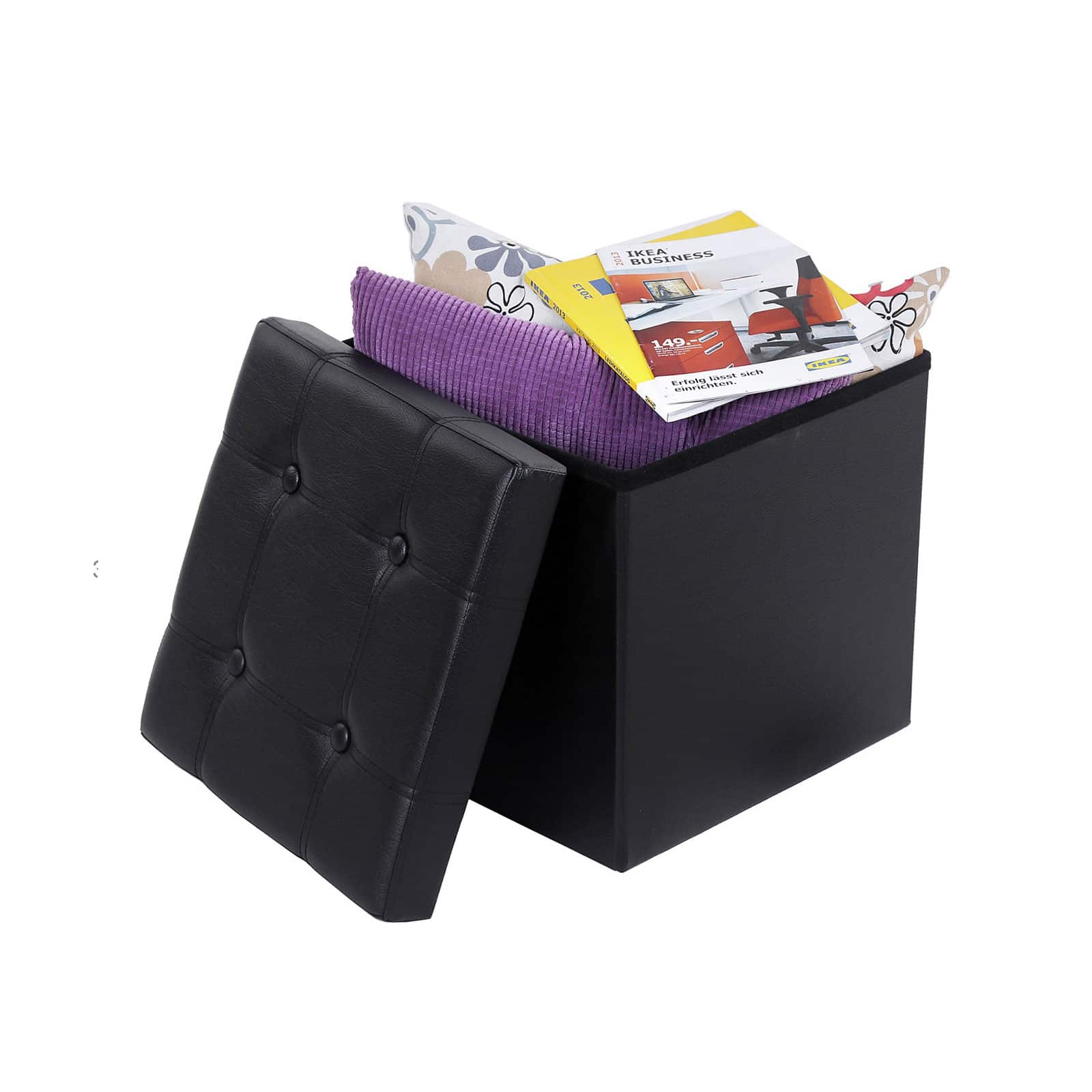 Kleiner Sitzwürfel Kunstleder Schwarz-LSF30B Kleiner Sitzwürfel Kunstleder Schwarz-LSF30B