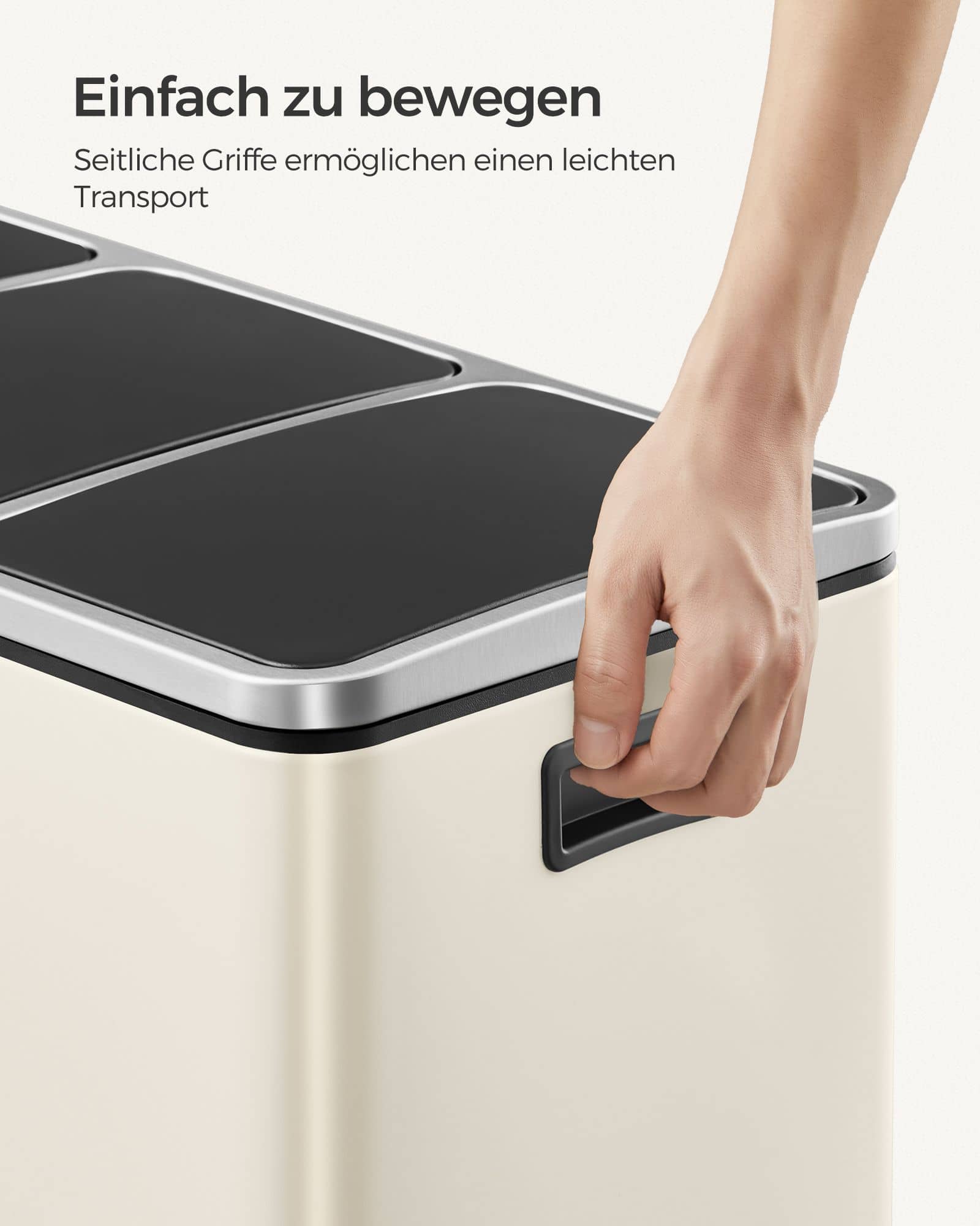 Mülltrennsystem 3 Fächer 3 x 18 L mit Deckel sandbeige Mülltrennsystem 3 Fächer 3 x 18 L mit Deckel sandbeige