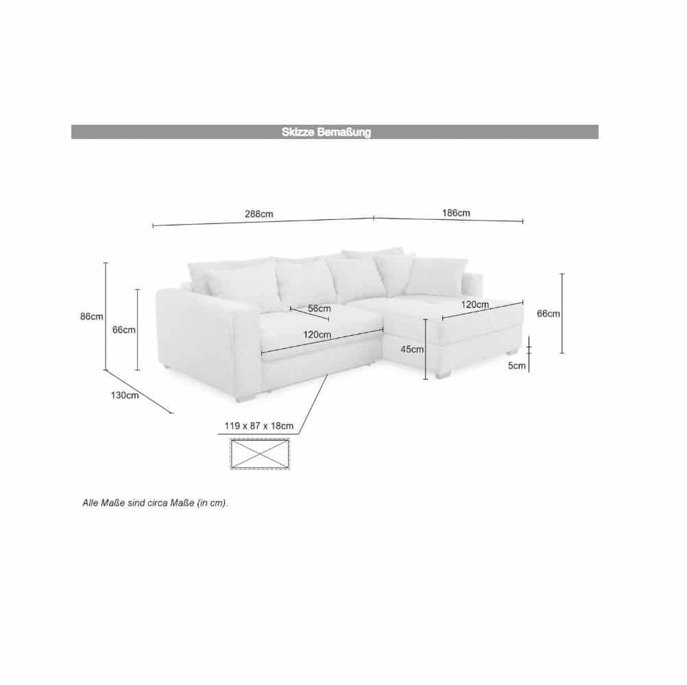 Ecksofa Kampen mit Schlaffunktion & Bettkasten - Flachgewebe - Jockenhöfer