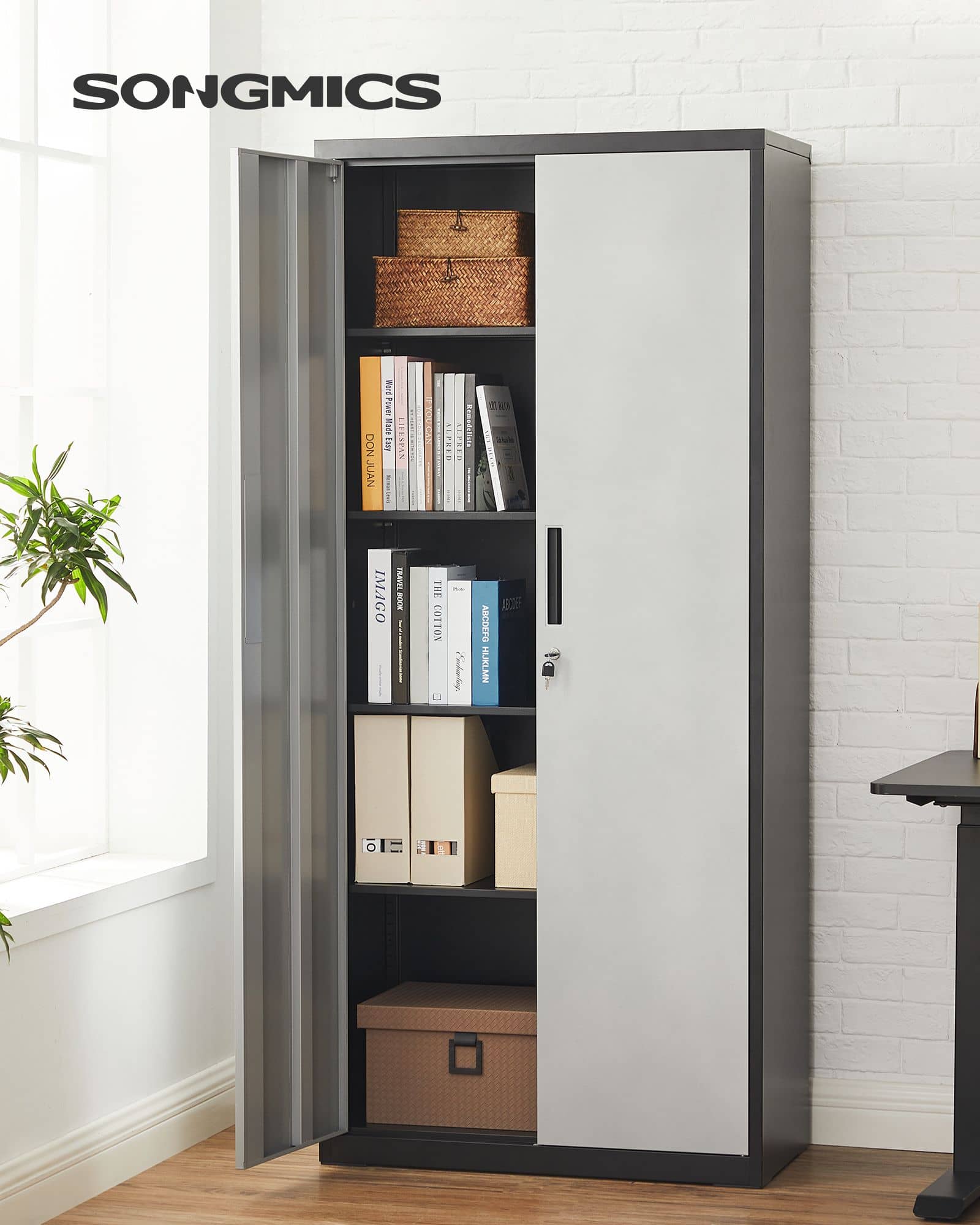 Aktenschrank 5 Ebenen mit verstellbaren Ablagen-OMC015S01 Aktenschrank 5 Ebenen mit verstellbaren Ablagen-OMC015S01