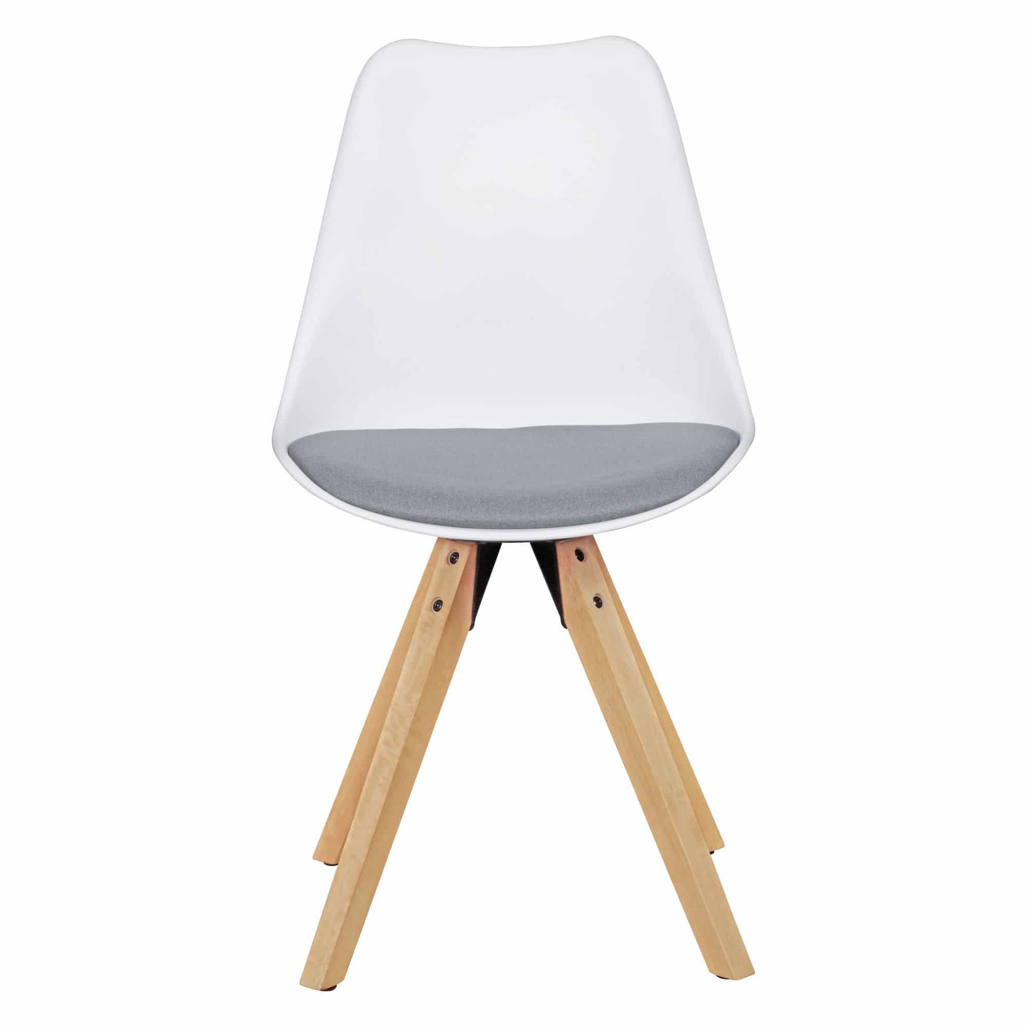 2er Set Retro Esszimmerstuhl LIMA weiß/grau