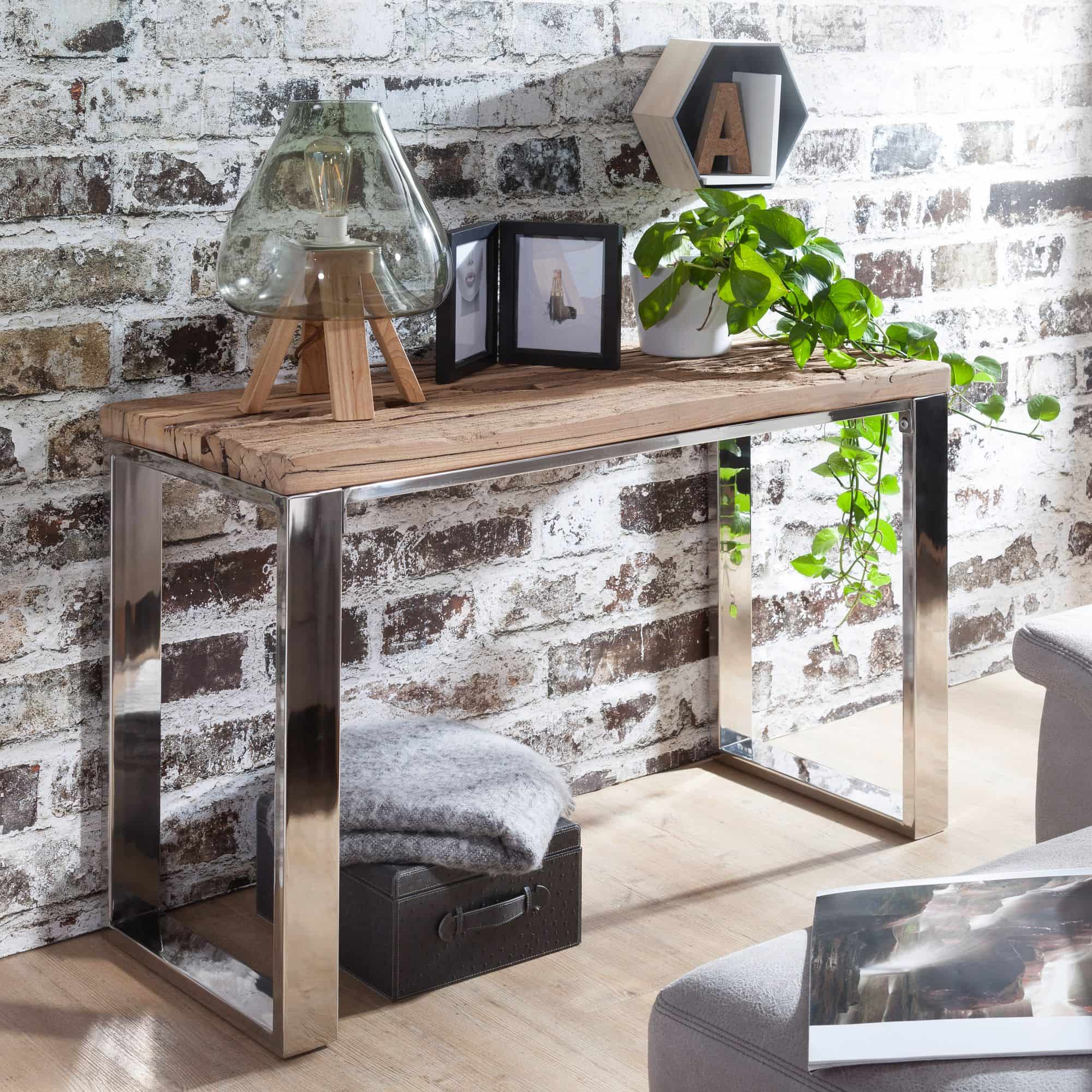 Konsolentisch 115x76x46 cm Massiv-Holz Akazie Natur Konsolentisch 115x76x46 cm Massiv-Holz Akazie Natur