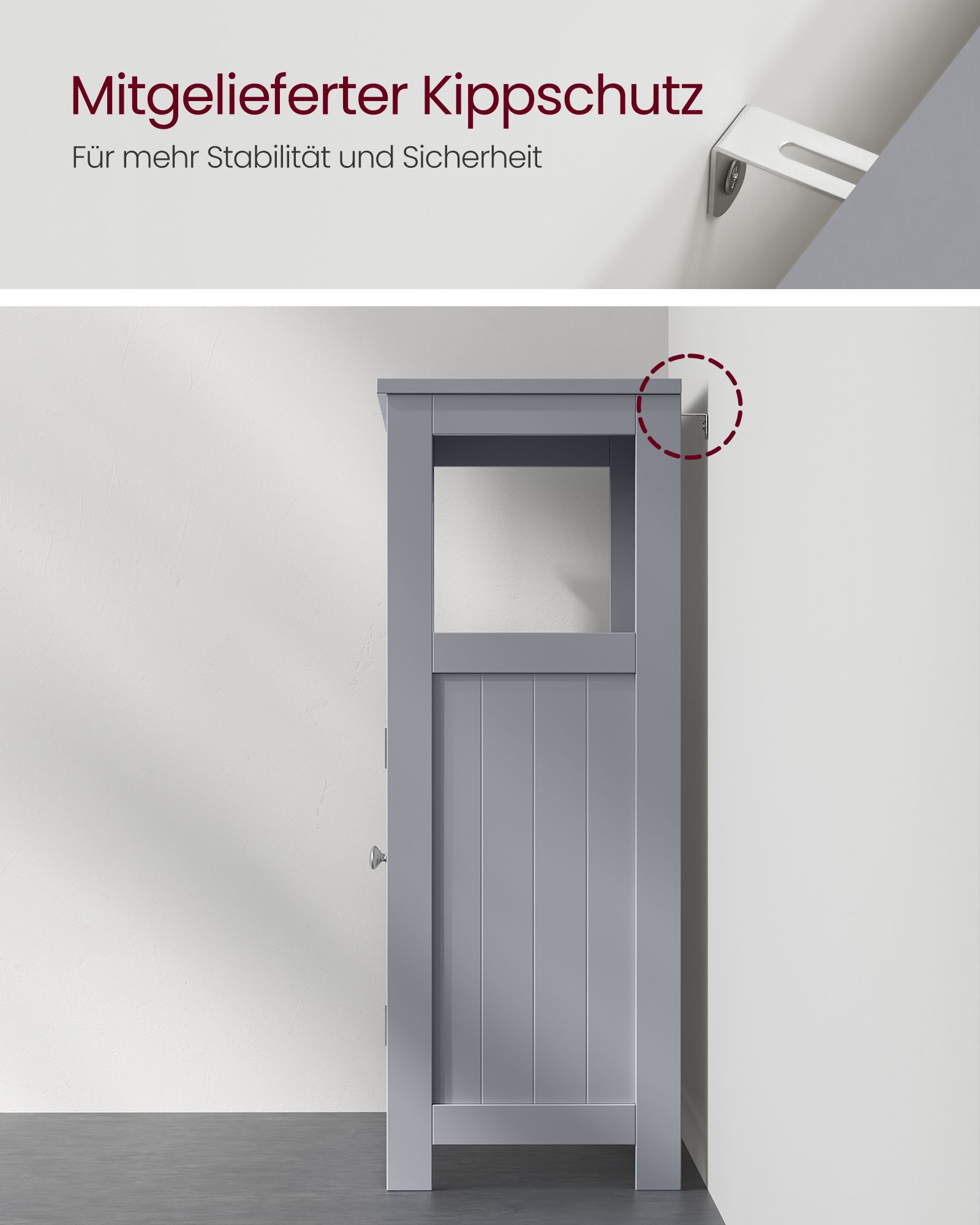 Badezimmerschrank mit offenem Fach und 2 Türen Badezimmerschrank mit offenem Fach und 2 Türen