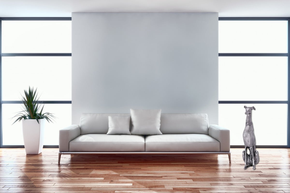 32596-Wohnling-Dekoration-Design-Dog-aus-Aluminium-silbe Dekoration Design Dog aus Aluminium silbern Windhund Skulptur Hundestatue