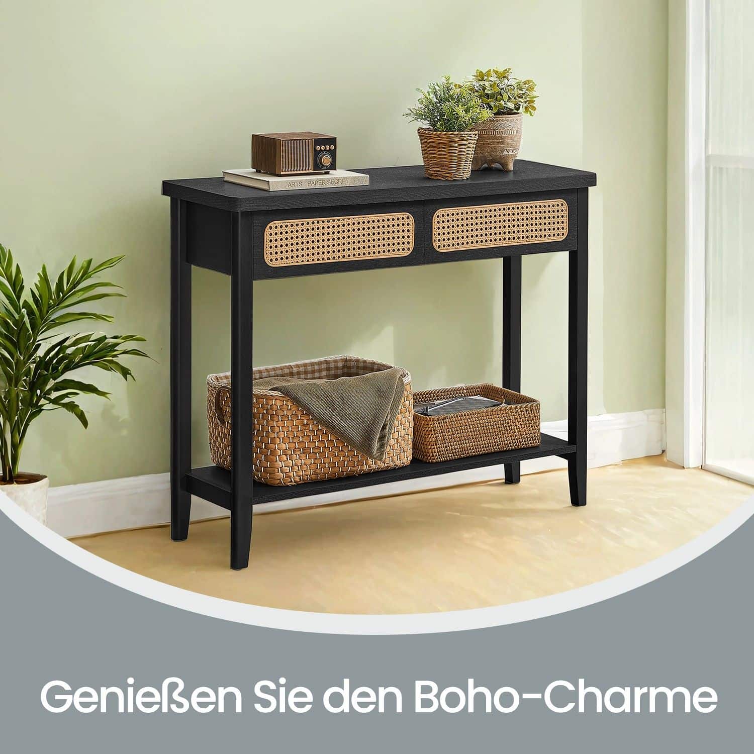 Konsolentisch mit offener Ablage Boho-Stil Konsolentisch mit offener Ablage Boho-Stil