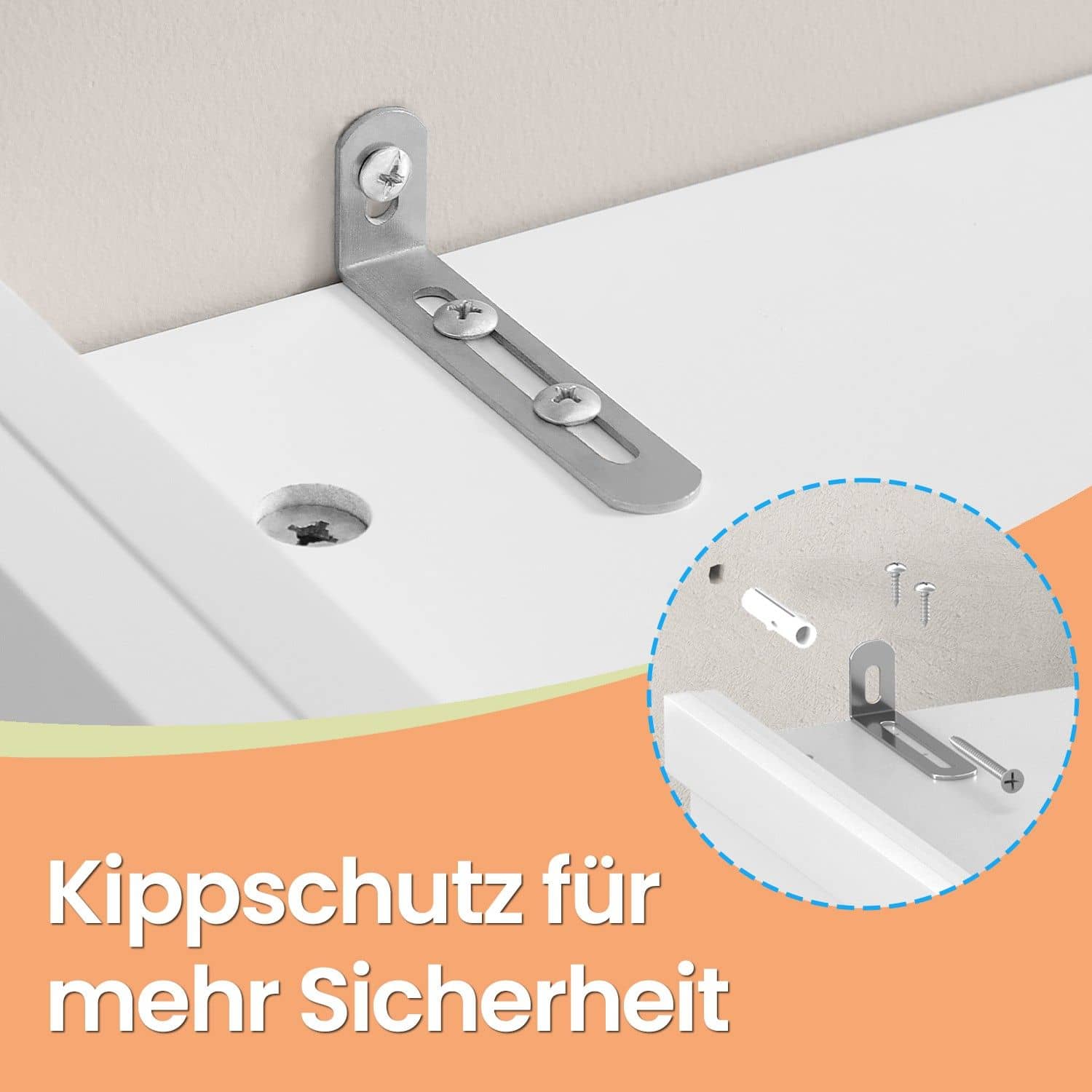 VASAGLE Küchenschrank Weiß mit Schublade & Ablagen