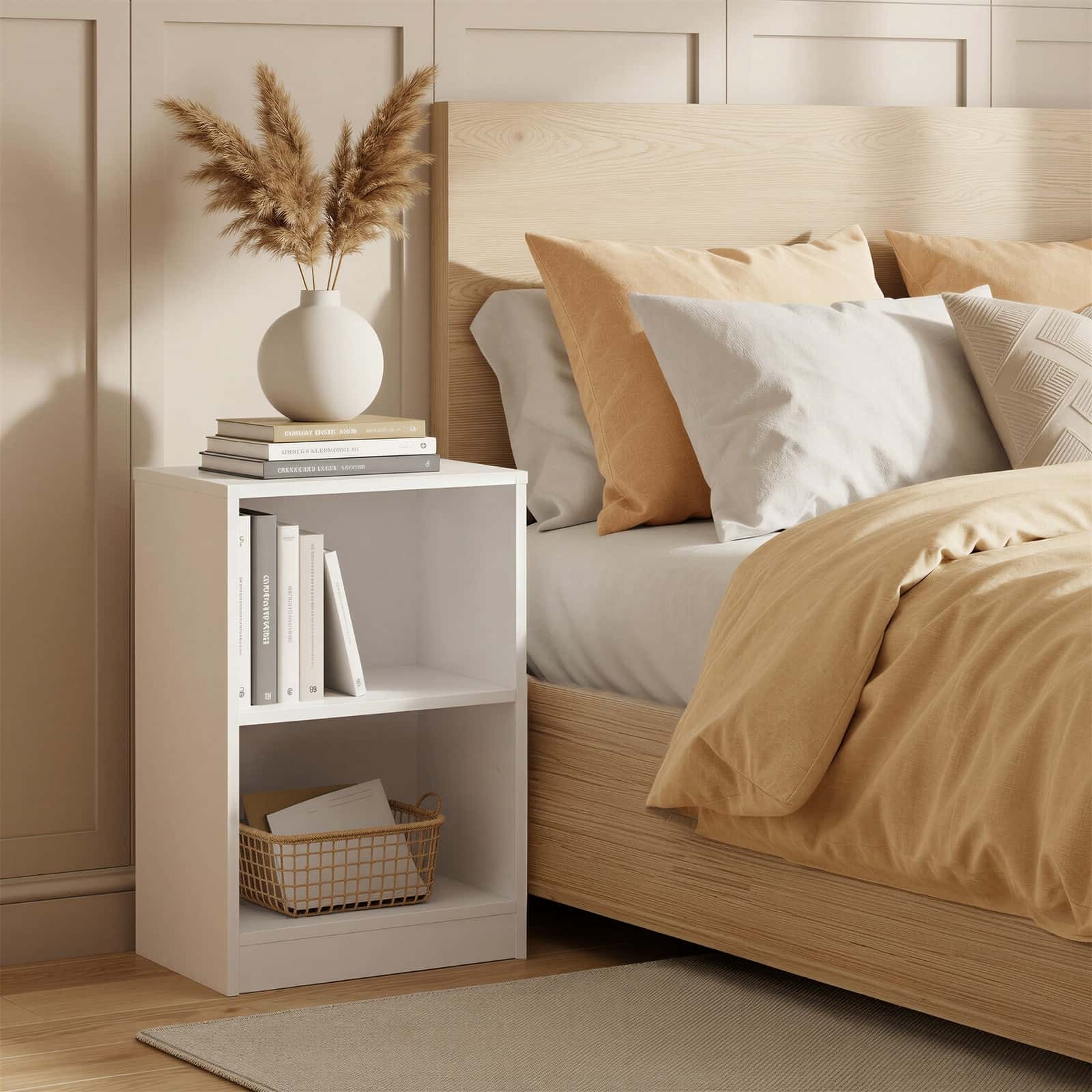 Beistelltisch mit flexibler Ablage, Nachtschrank mit offenen Fächern, für Wohnzimmer