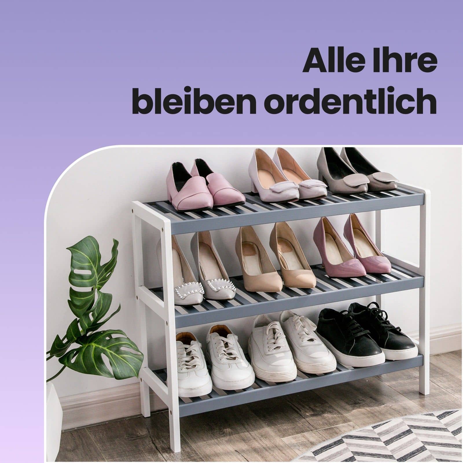 Schuhregal aus Bambus mit 3 Ebenen Schuhregal aus Bambus mit 3 Ebenen