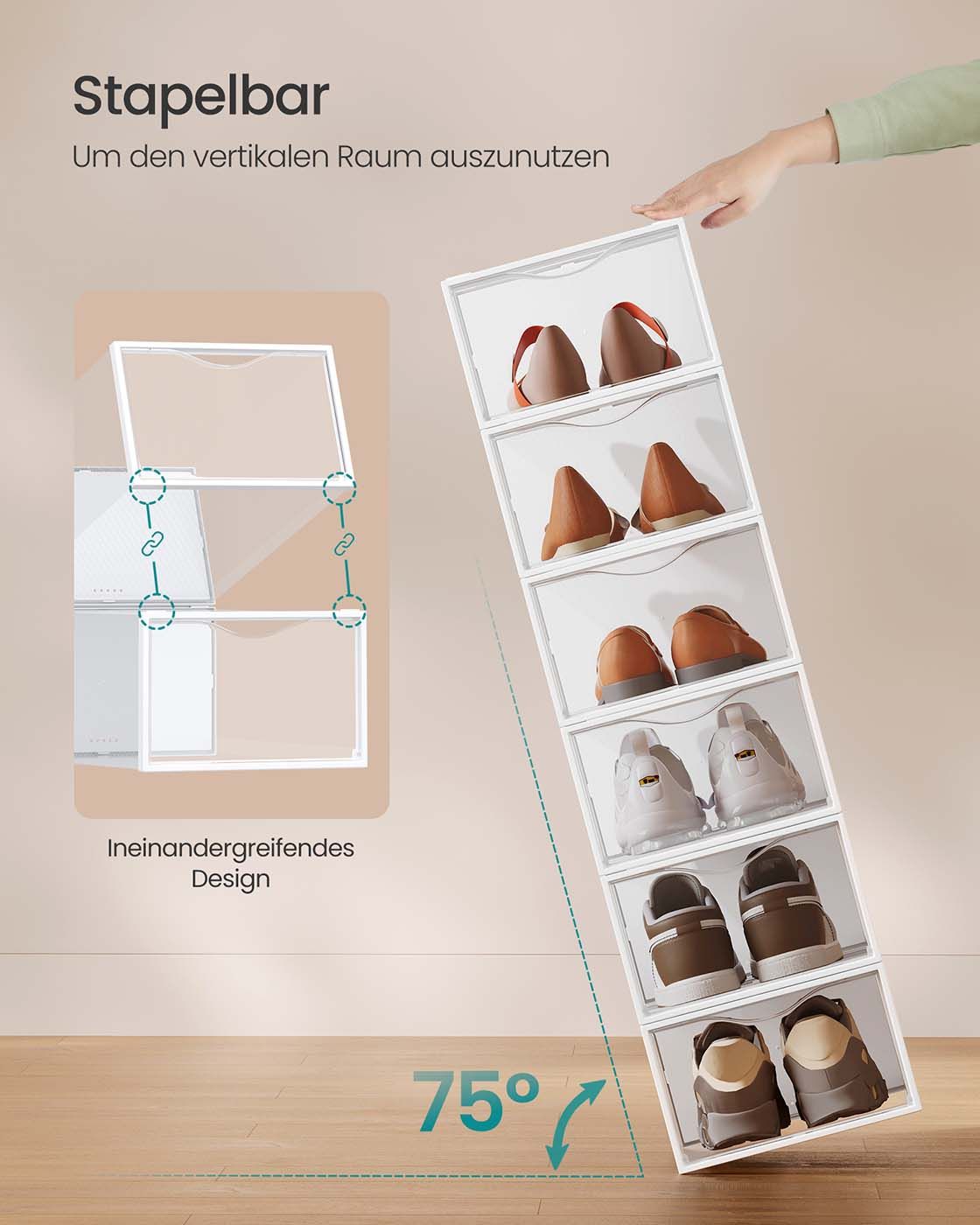 Schuhboxen 18er Set mit Tür 33,2 x 23 x 14,5 cm transparent-wolkenweiß Schuhboxen 18er Set mit Tür 33,2 x 23 x 14,5 cm transparent-wolkenweiß