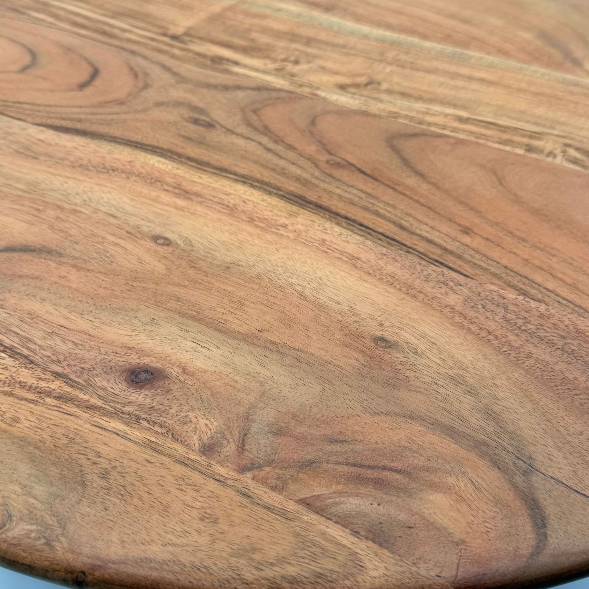 Couchtisch Rund 60cm Wohnzimmertisch Akazie Massivholz - Sofatisch Holz Modern - Design Loungetisch Beistelltisch Wohnzimmer Handmade