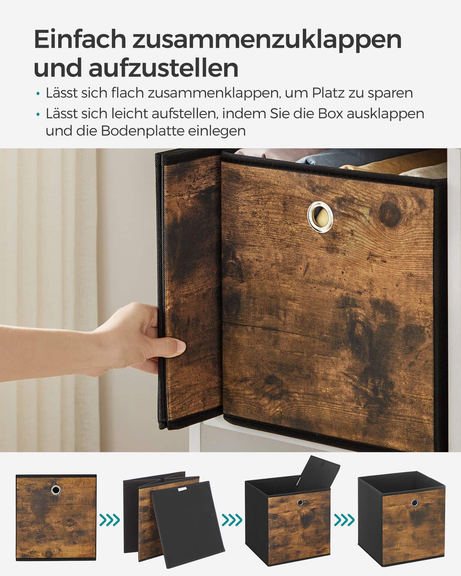 Aufbewahrungsbox 6er Set faltbar 26 x 26 x 28 cm-RFB126B01 Aufbewahrungsbox 6er Set faltbar 26 x 26 x 28 cm-RFB126B01