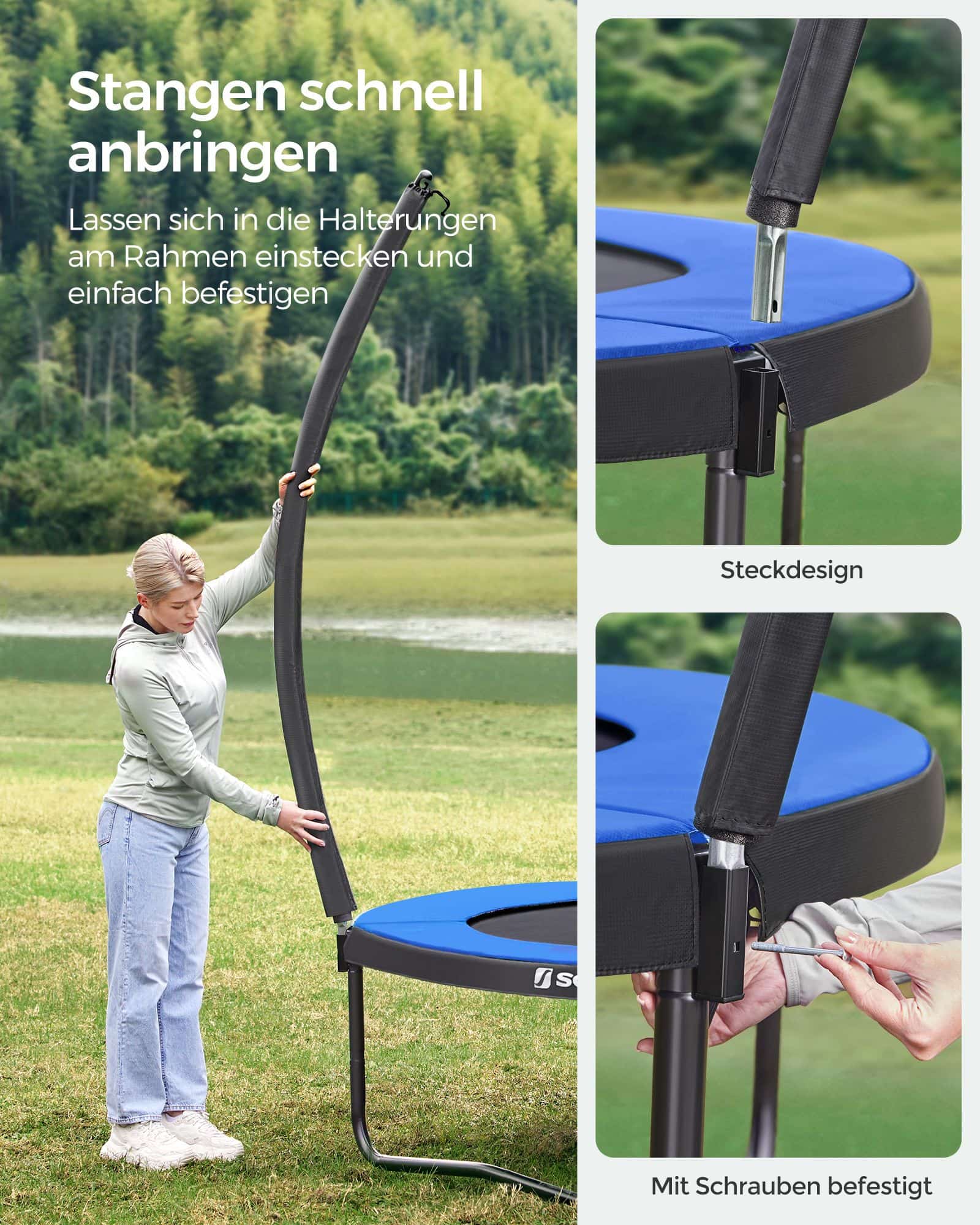 Trampolin Ø 427 cm mit innenliegendem Netz schwarz-blau-B34STR142Q01 Trampolin Ø 427 cm mit innenliegendem Netz schwarz-blau-B34STR142Q01