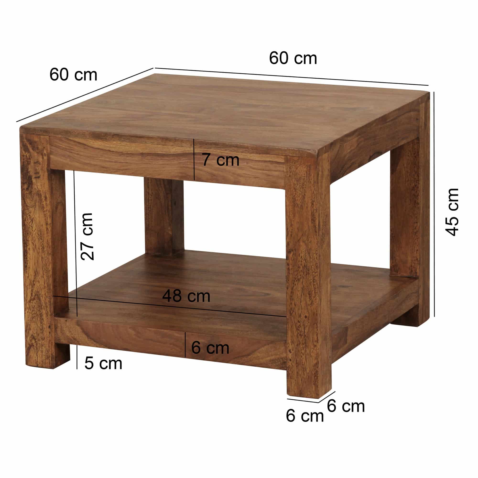 38742-WOHNLING-Couchtisch-MUMBAI-Massiv-Holz-Shee_2 Couchtisch MUMBAI Massiv-Holz Sheesham 60 x 60 cm Wohnzimmer-Tisch Design dunkel-braun Landhaus-Stil Beistelltisch