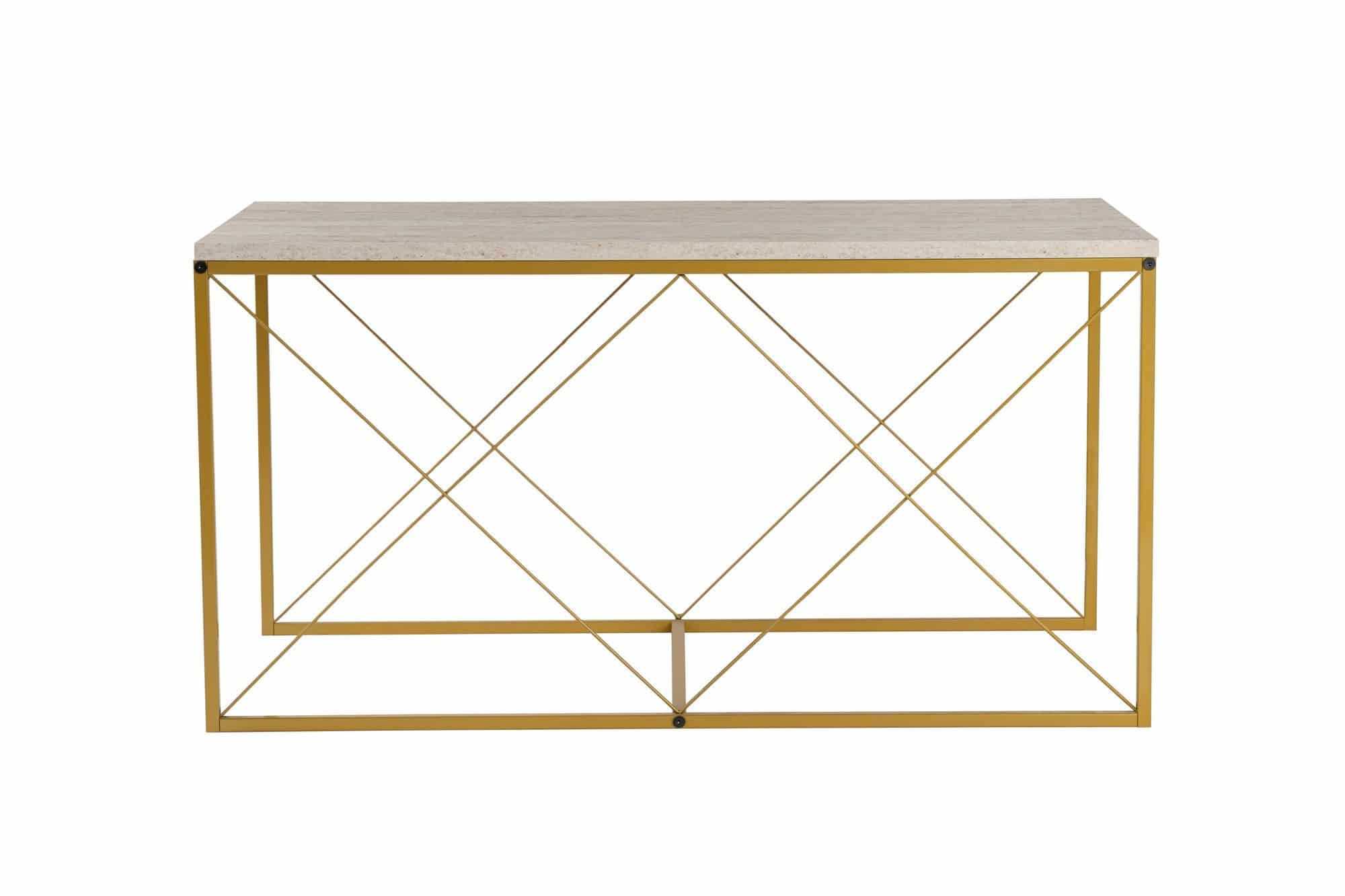 Defne - Gold, Travertine - Couchtisch Set