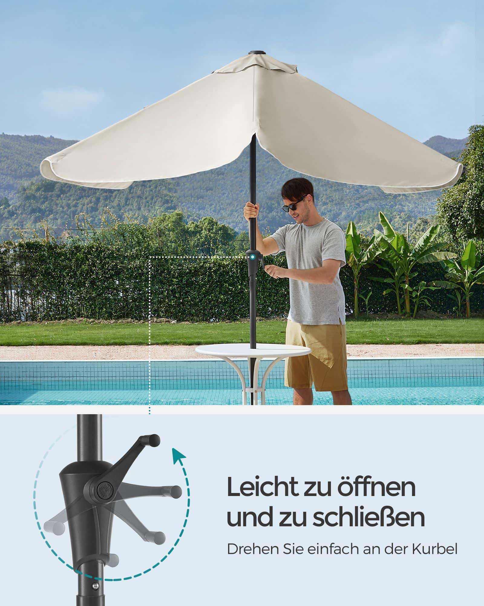 Rechteckiger Balkonschirm 200 x 150 cm beige