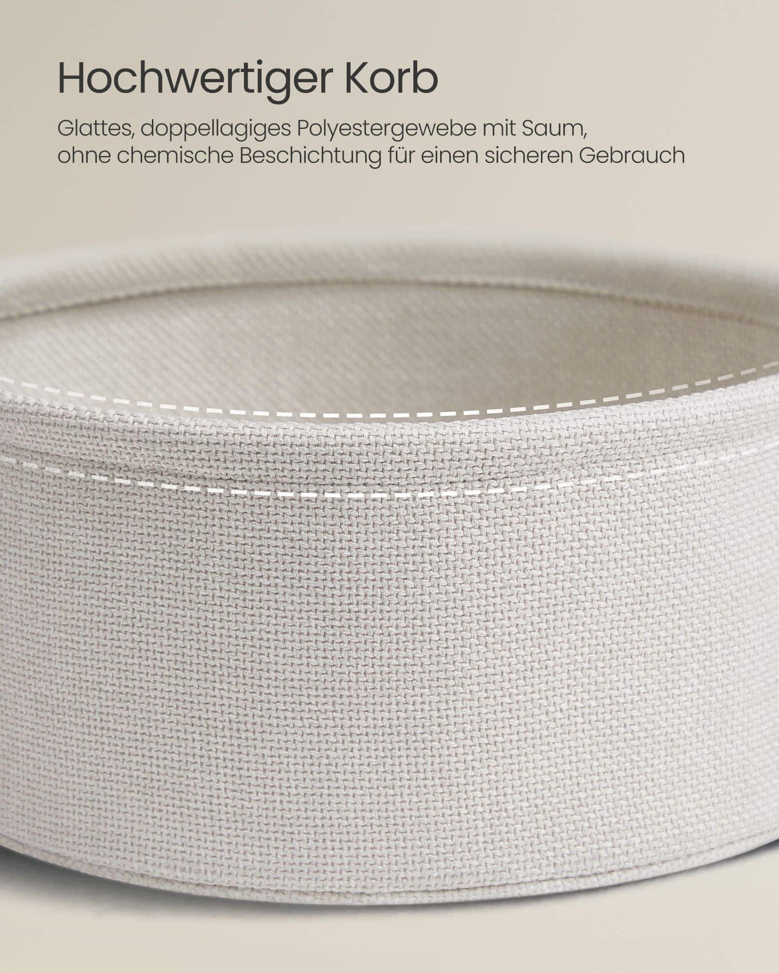 Beistelltisch rund mit Korb aus Stoff Beistelltisch rund mit Korb aus Stoff