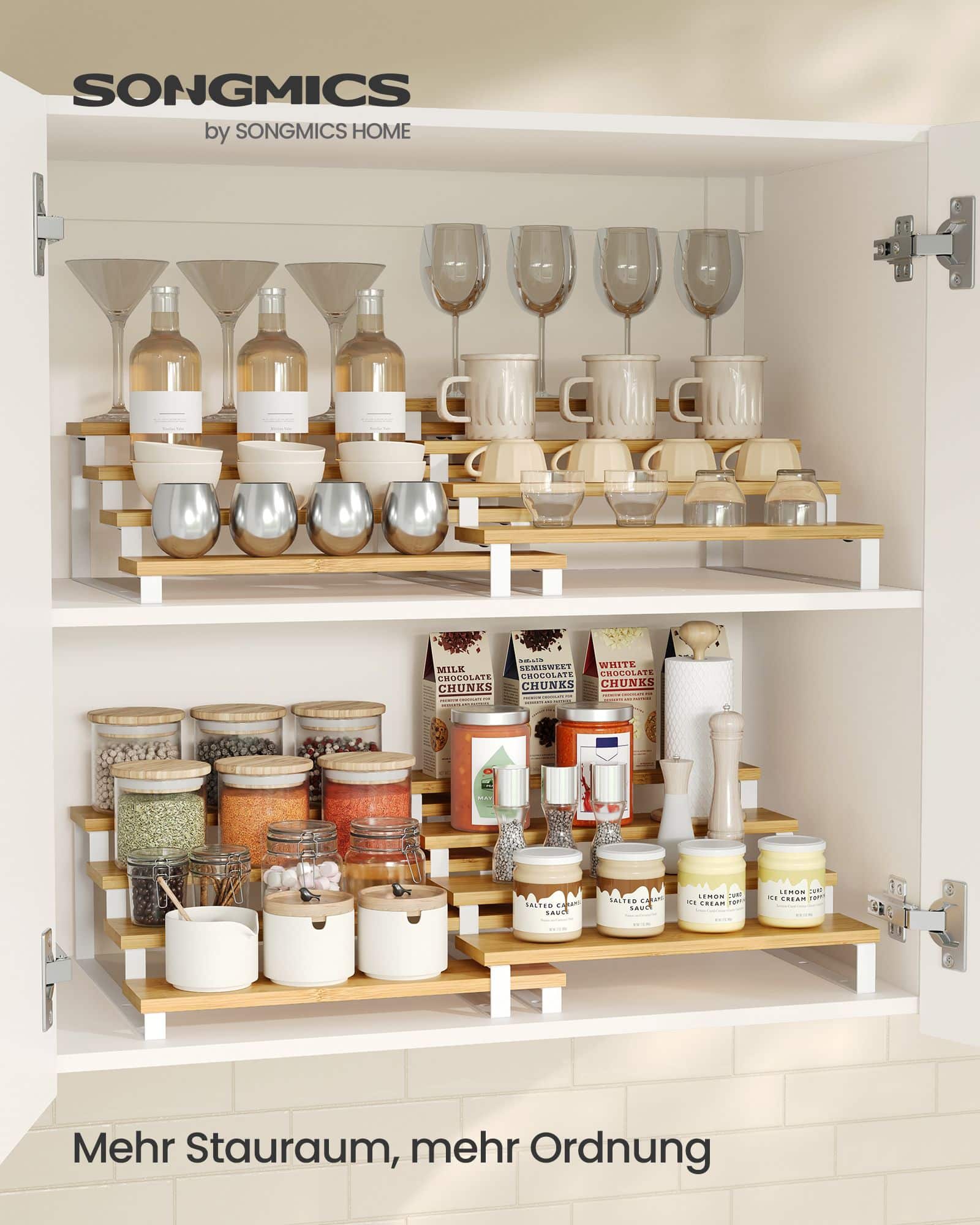 Gewürzregale 2er Set je 4 Ablagen naturbeige-wolkenweiß