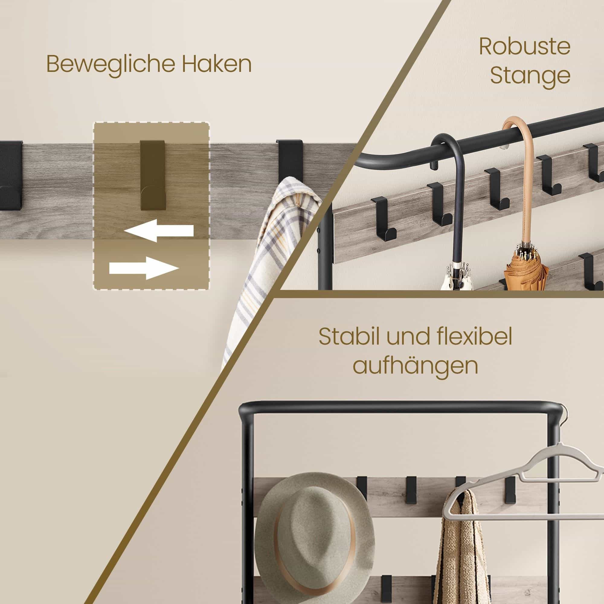 Garderobenständer, Garderobe mit Schuhbank, Kleiderständer