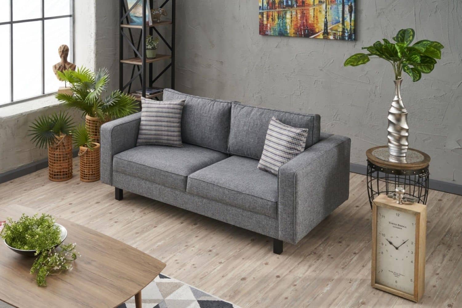 Kale 2-Sitzer Sofa von MyHomelando – mit Buchenholzgestell & Leinenoptik