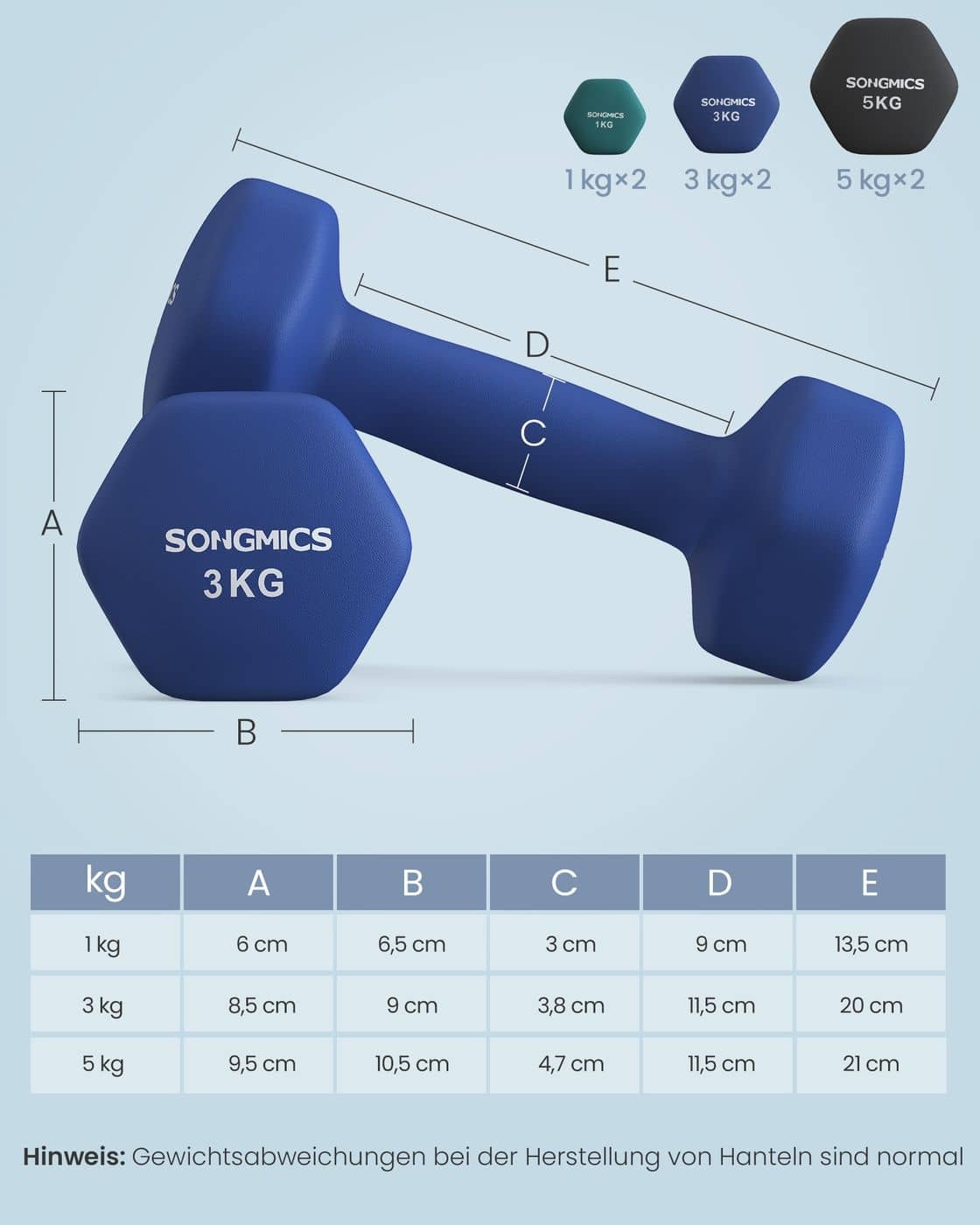 Kurzhantel Set mit Hantelständer Aquamarinblau, Hafenblau und Tintenschwarz