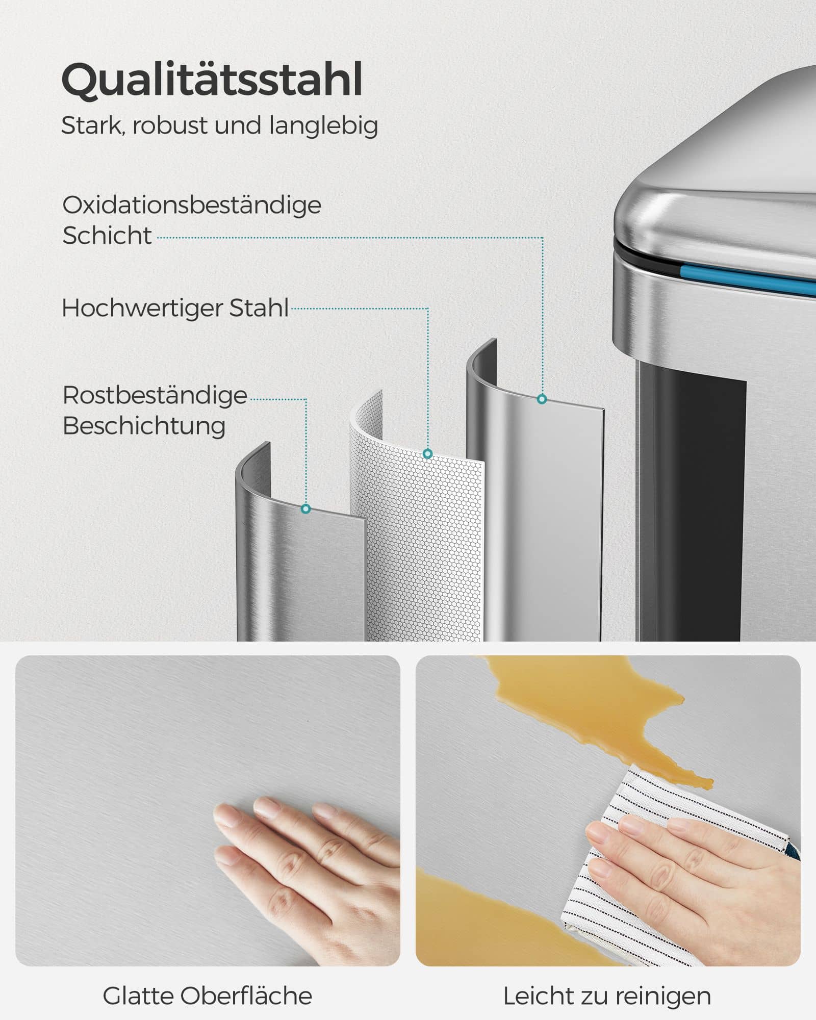 40 L Mülleimer mit 2 Fächern silbern-LTB40NL 40 L Mülleimer mit 2 Fächern silbern-LTB40NL