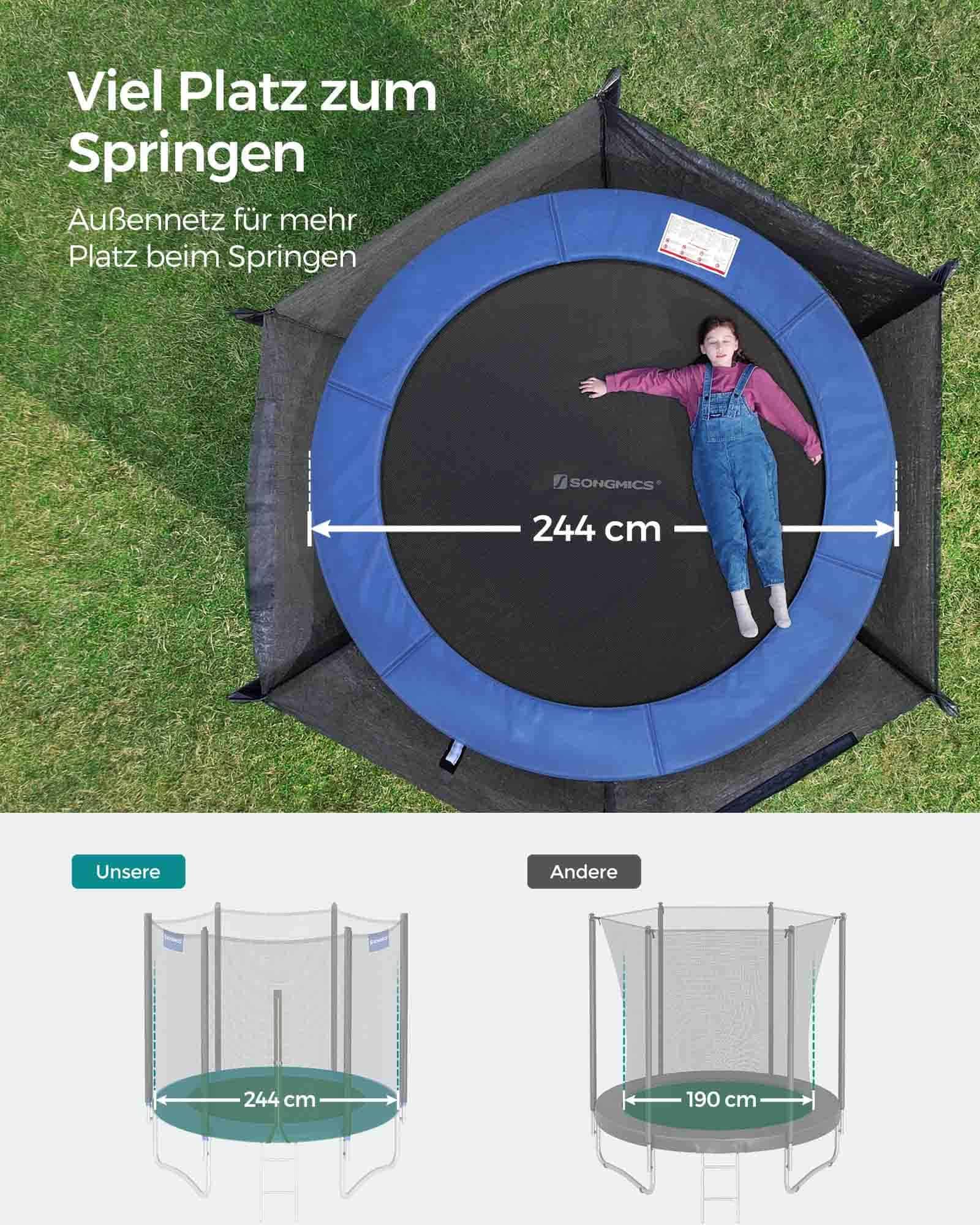 Trampolin 244 cm Schwarz-Blau-STR8FT Trampolin 244 cm Schwarz-Blau-STR8FT