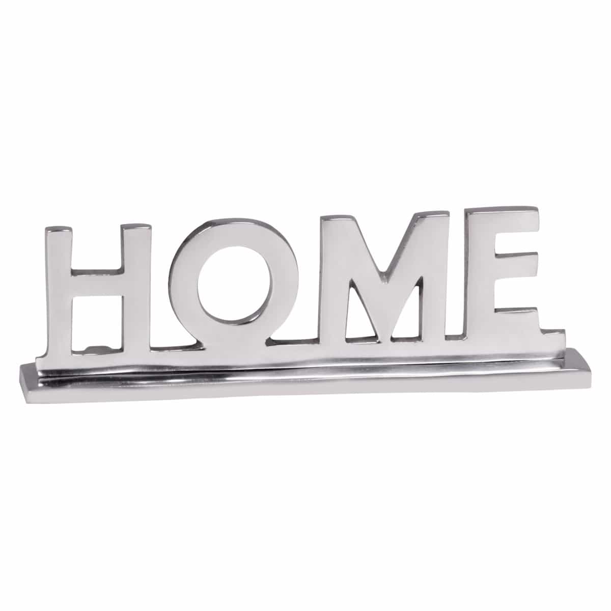 41681-WOHNLING-Deko-Skulptur-HOME-WL1-930-WL1-930IKSHaBK2C1G2s Home Deko Schriftzug Design Wohnzimmer Ess-Tisch- Dekoration Wohnung Alu Aluminium Wohndeko Silber 22 cm