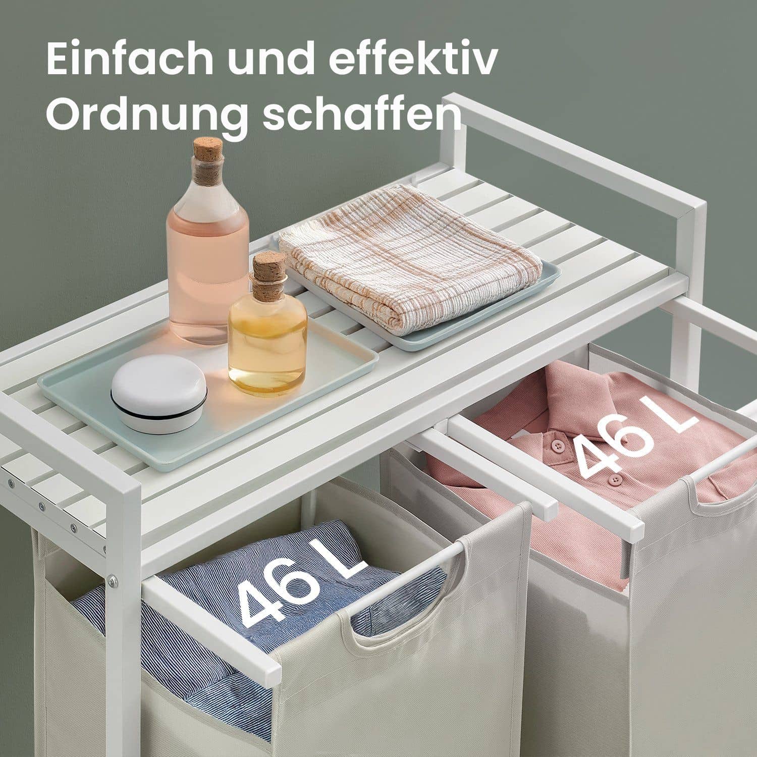 Wäschekorb 2 Fächer, Wäschesammler mit Ablage, Wäschebox Wäschekorb 2 Fächer, Wäschesammler mit Ablage, Wäschebox