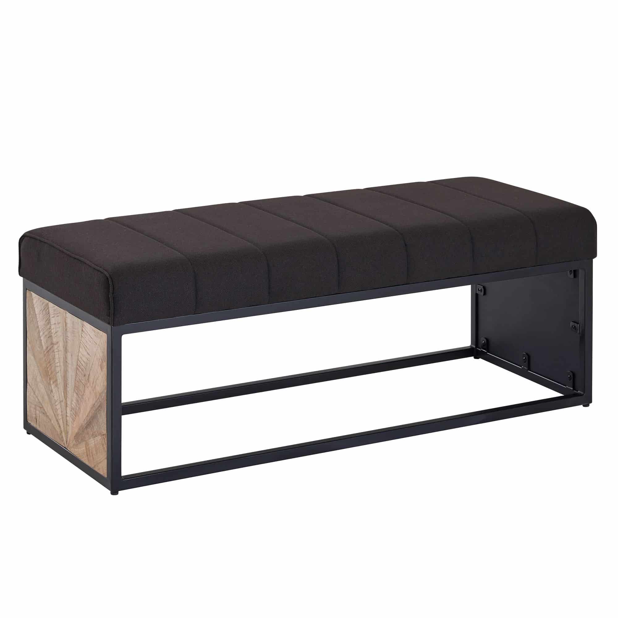 Sitzbank Stoff Schwarz 105x40x40 cm Flur Polsterbank mit Metallgestell Sitzbank Stoff Schwarz 105x40x40 cm Flur Polsterbank mit Metallgestell
