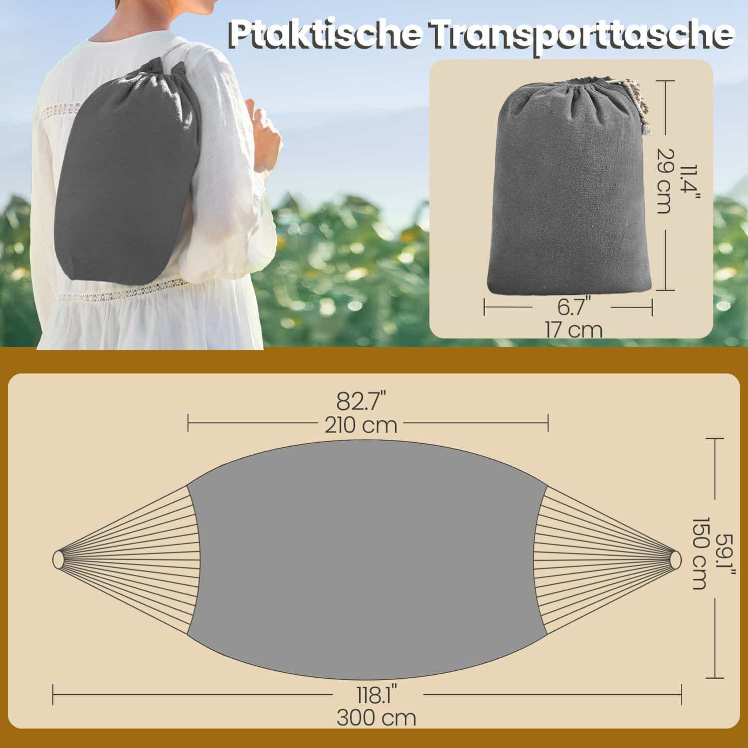 Hängematte, 210 x 150 cm, bis 300 kg belastbar Hängematte, 210 x 150 cm, bis 300 kg belastbar