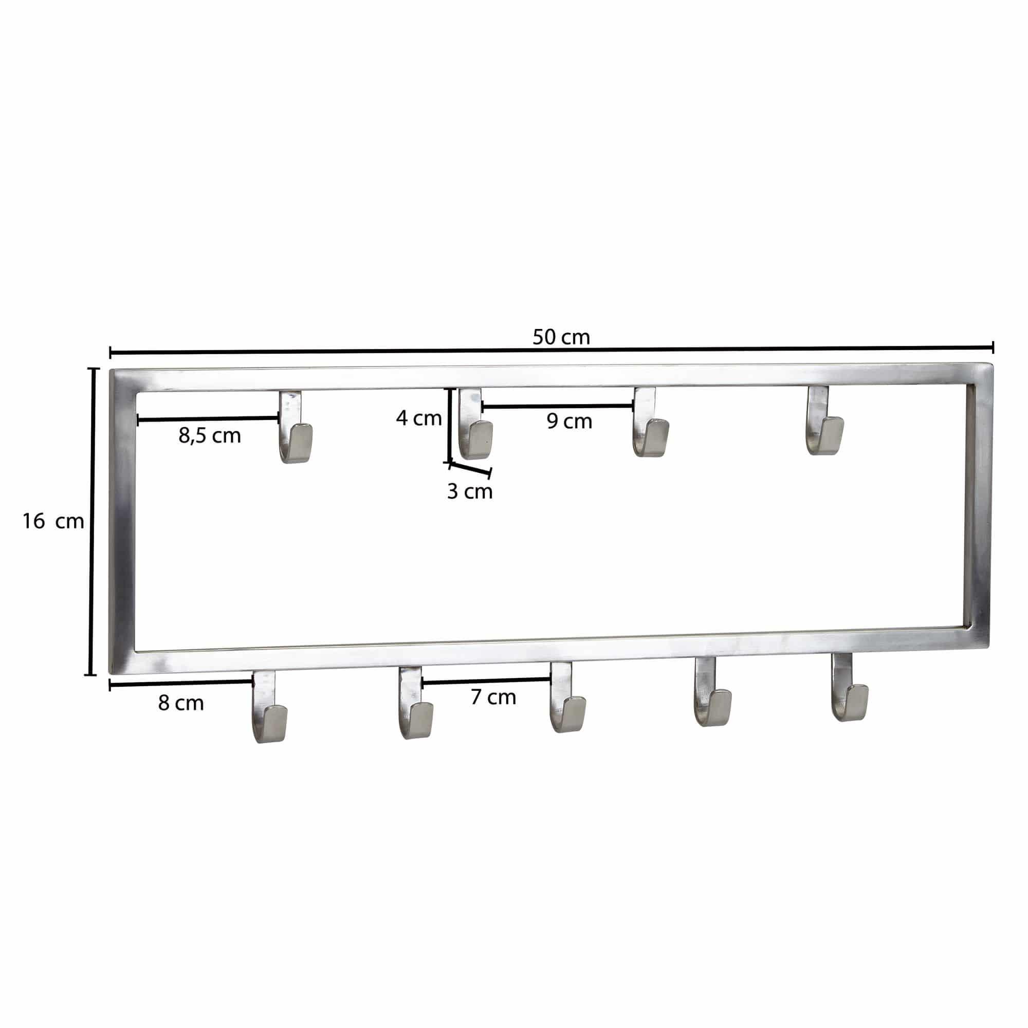 63407-WOHNLING-Garderobe-Stahl-Matt-50x2x20-cm-WL6-446-WL6-446_8 Wandgarderobe Metall Silber 50x20x4 cm Design Flurgarderobe Stahl