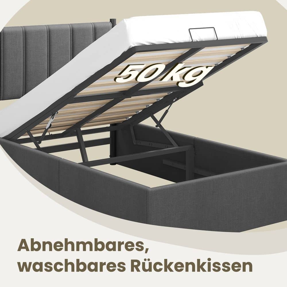 Bettgestell, 90 x 200 cm, hochklappbar Lattenrost Bettgestell, 90 x 200 cm, hochklappbar Lattenrost