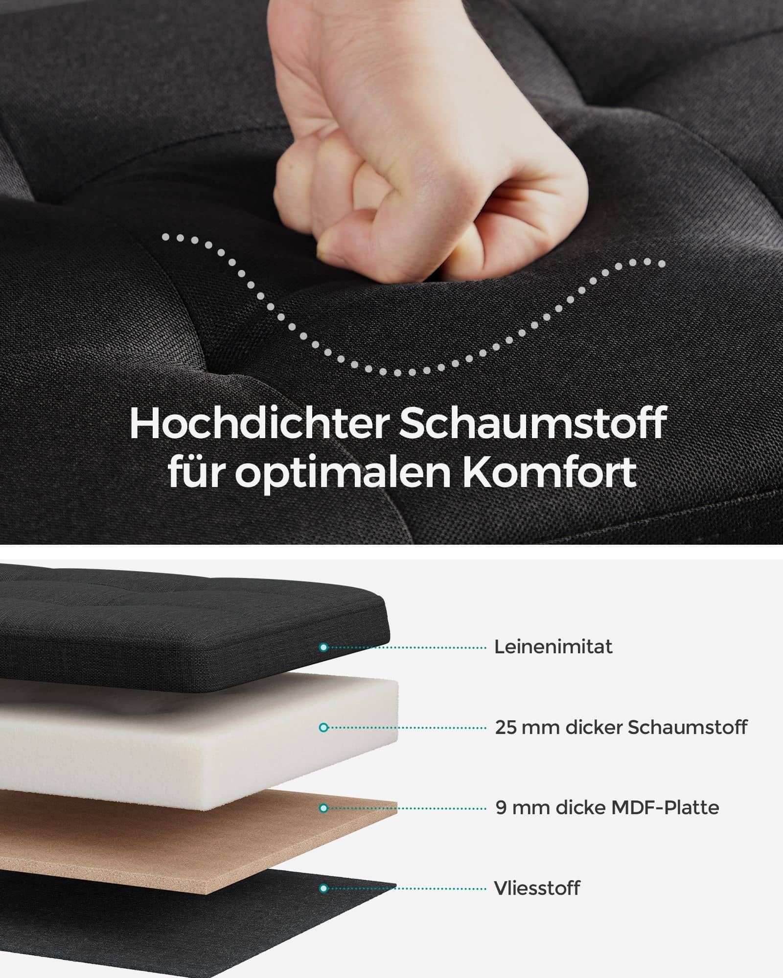 Sitzbank 76 cm klappbar mit Stauraum schwarz-LSF047B01 Sitzbank 76 cm klappbar mit Stauraum schwarz-LSF047B01