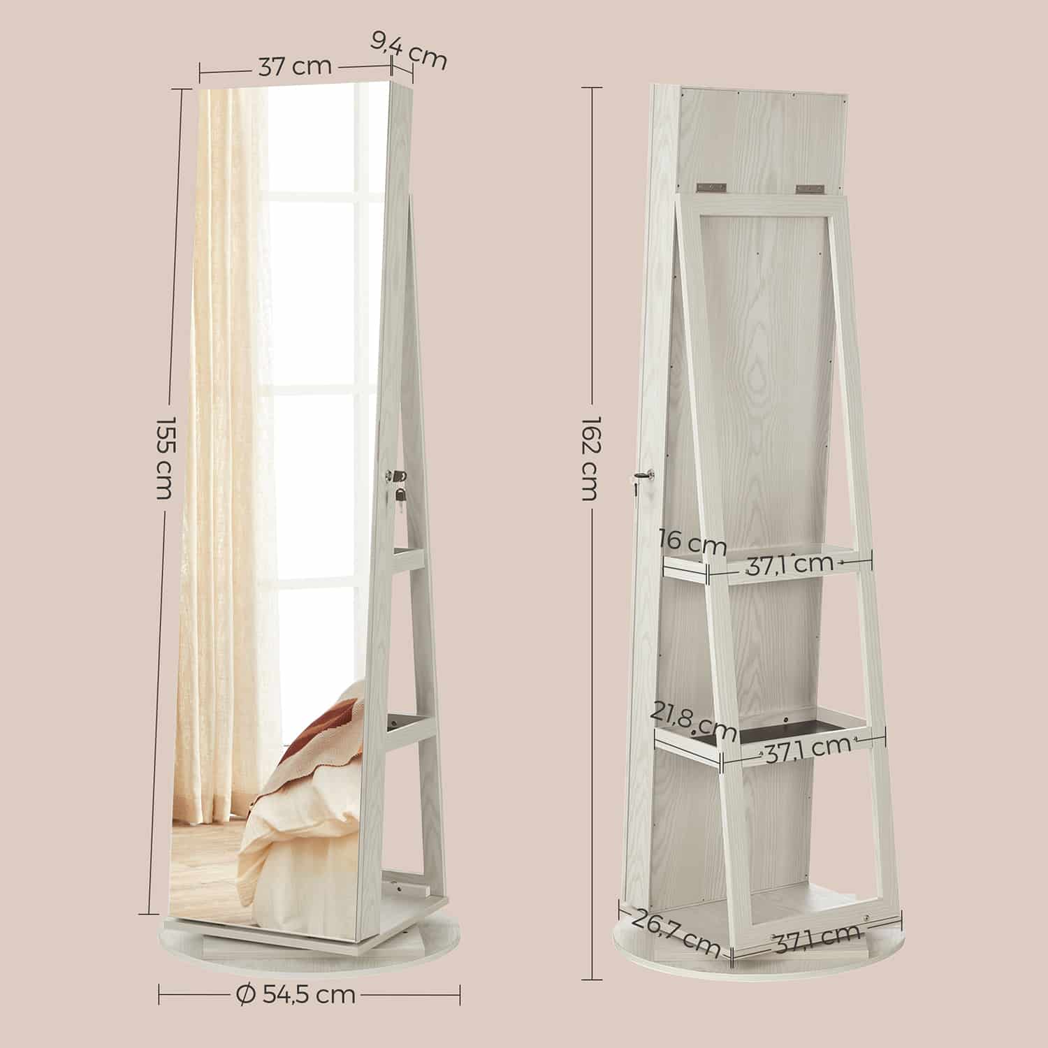 Schmuckschrank mit Spiegel-B34JJC007W01 Schmuckschrank mit Spiegel-B34JJC007W01