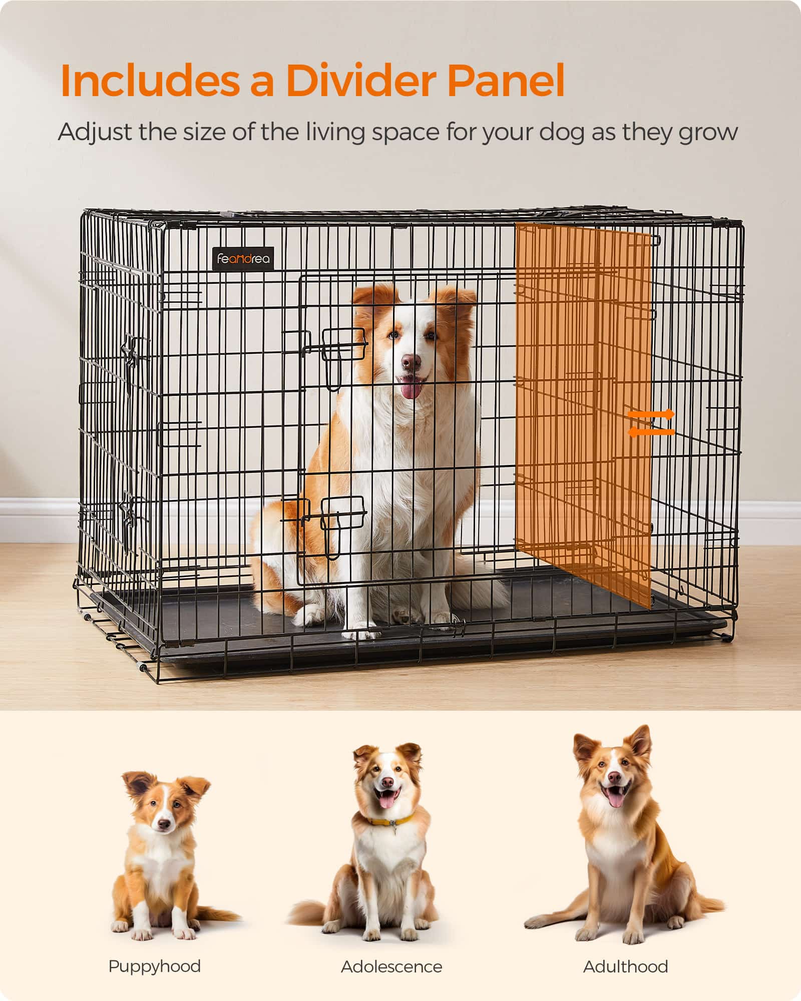 Hundekäfig 107 x 70 x 77,5 cm mit Türen-PPD42BK