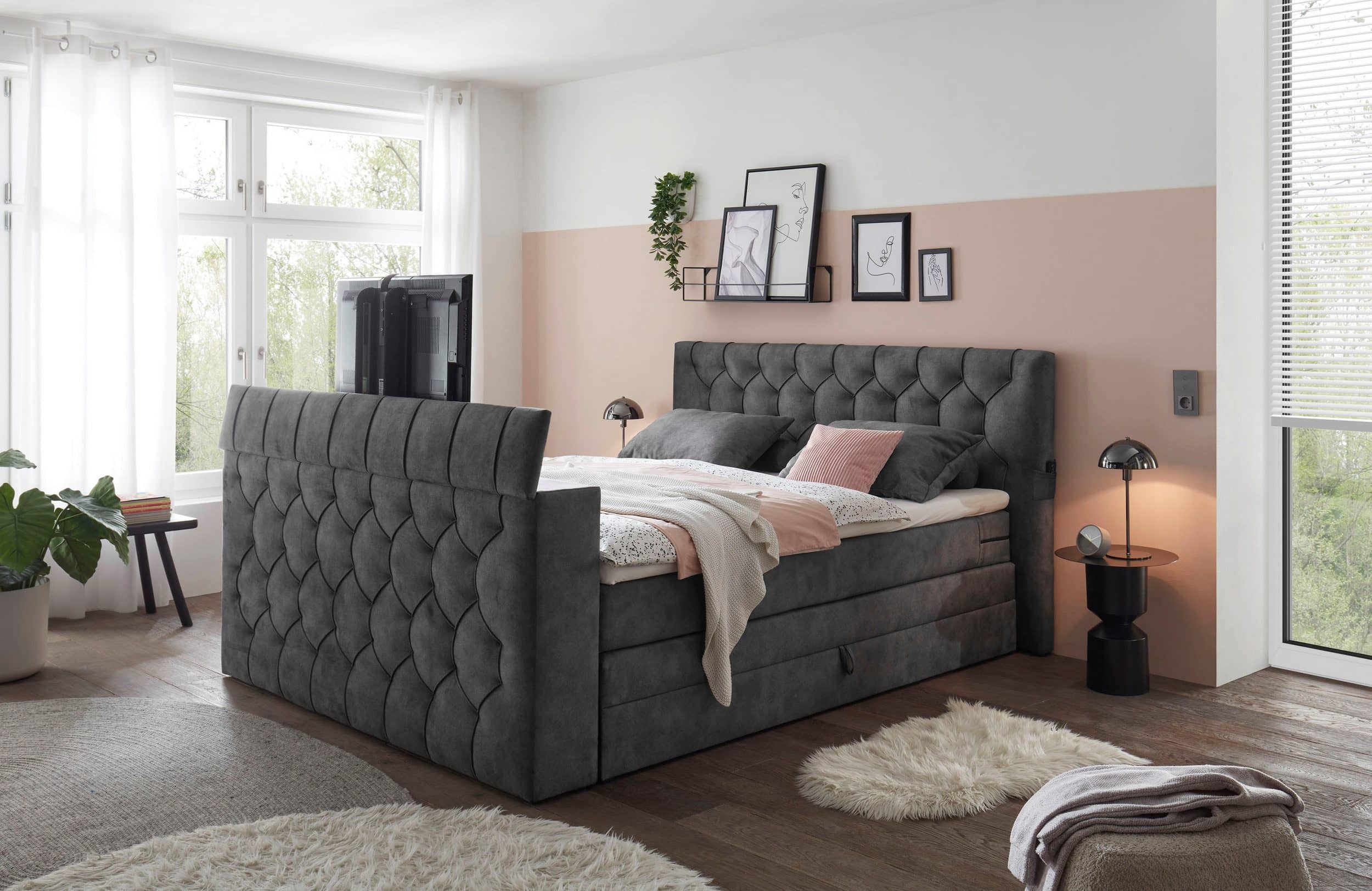 Boxspringbett Springdale - motorisierter TV-Halterung, geräumigem Bettkasten und Duo-Wendematratze H3/H4 - ED Exciting Design Boxspringbett Springdale - motorisierter TV-Halterung, geräumigem Bettkasten und Duo-Wendematratze H3/H4 - ED Exciting Design