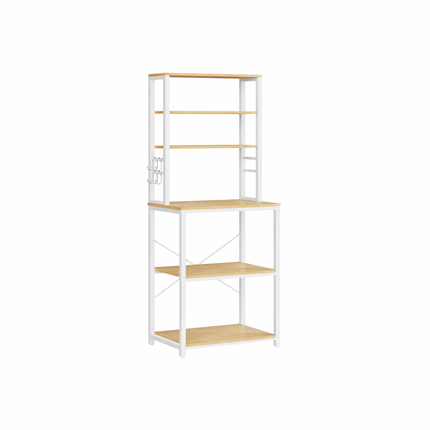 VASAGLE Küchenregal mit 6 Ablagen und Haken, eichenfarben-weiß VASAGLE Küchenregal mit 6 Ablagen und Haken, eichenfarben-weiß