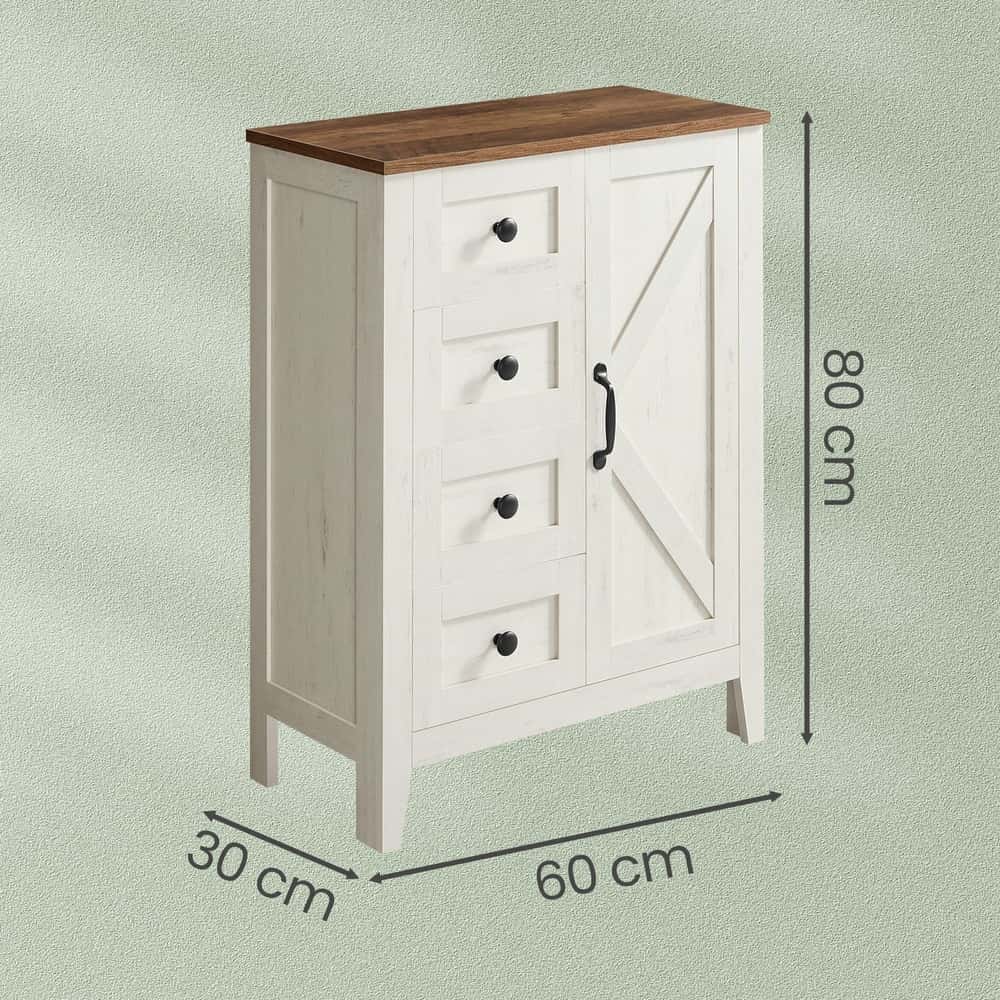 Badezimmerschrank mit verstellbarem Regal und 4 Schubladen, Aufbewahrungsschrank für Bad, mit Türen