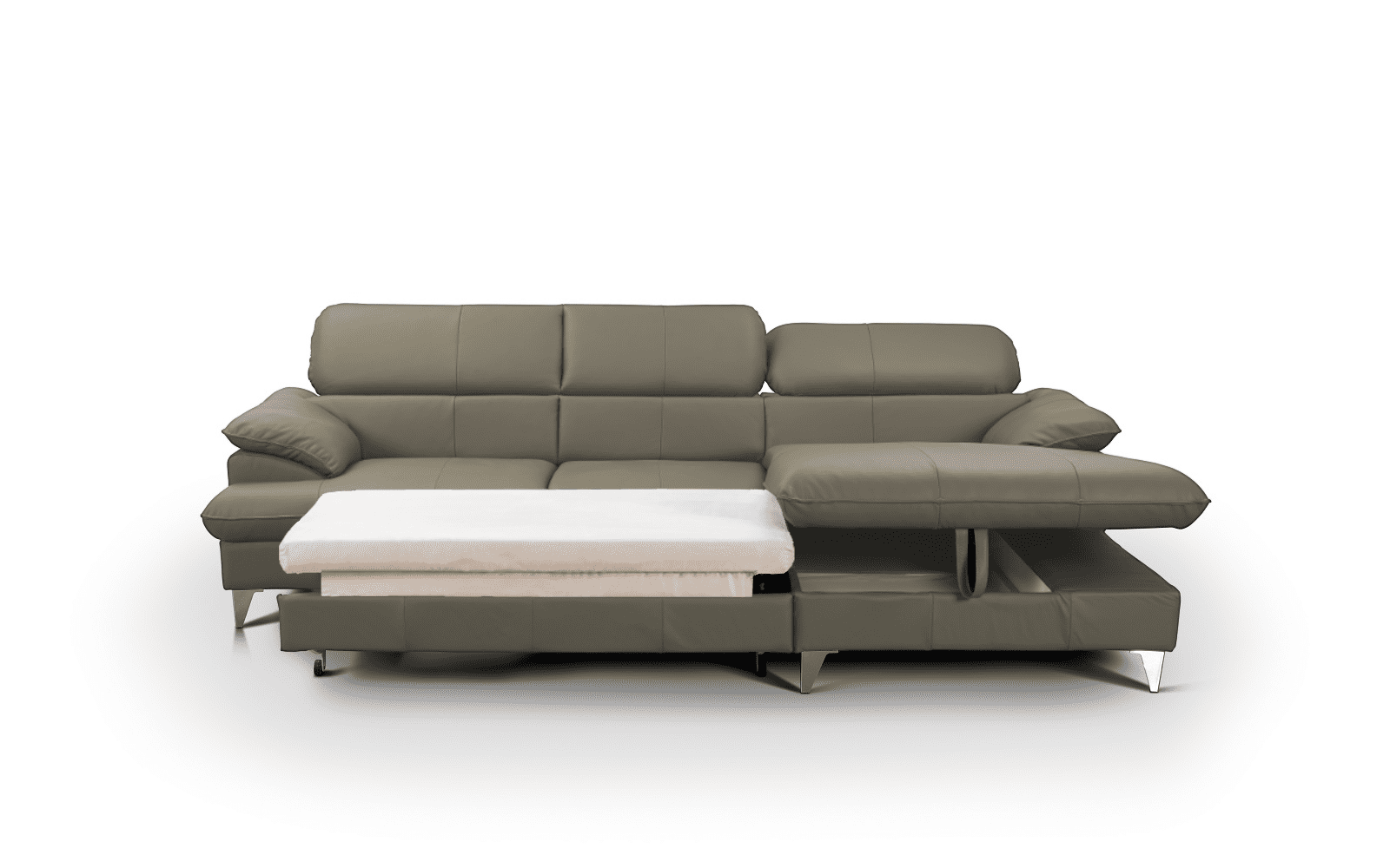 David Ecksofa Echtleder – Schlafsofa mit Bettkasten