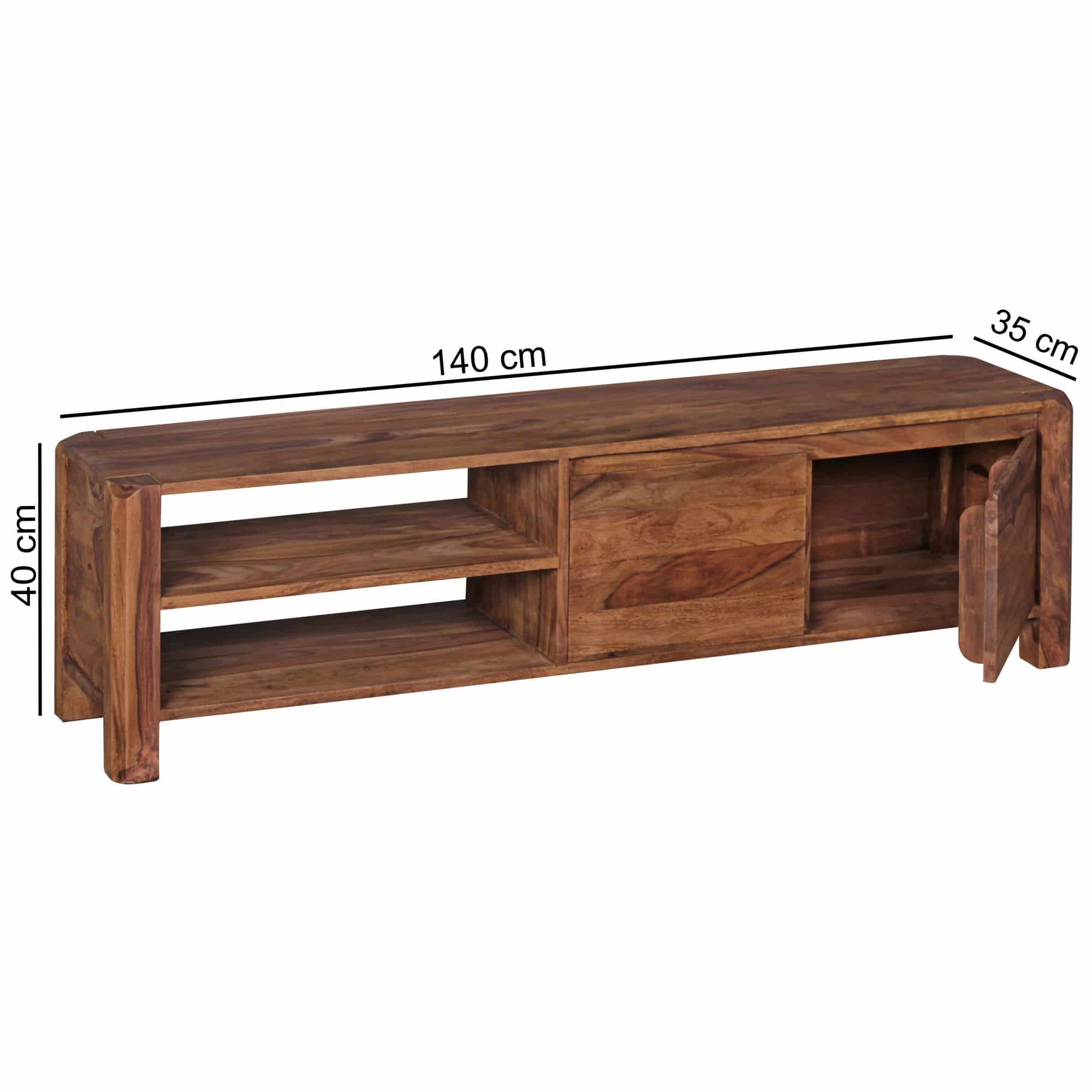 40313-WOHNLING-Lowboard-BOHA-Massivholz-Sheesham-_27BBj26CsXFqf9 Lowboard BOHA Massivholz Sheesham Kommode 140 cm TV-Board Ablage-Fächer Landhaus-Stil Unterschrank 40 cm TV-Möbel