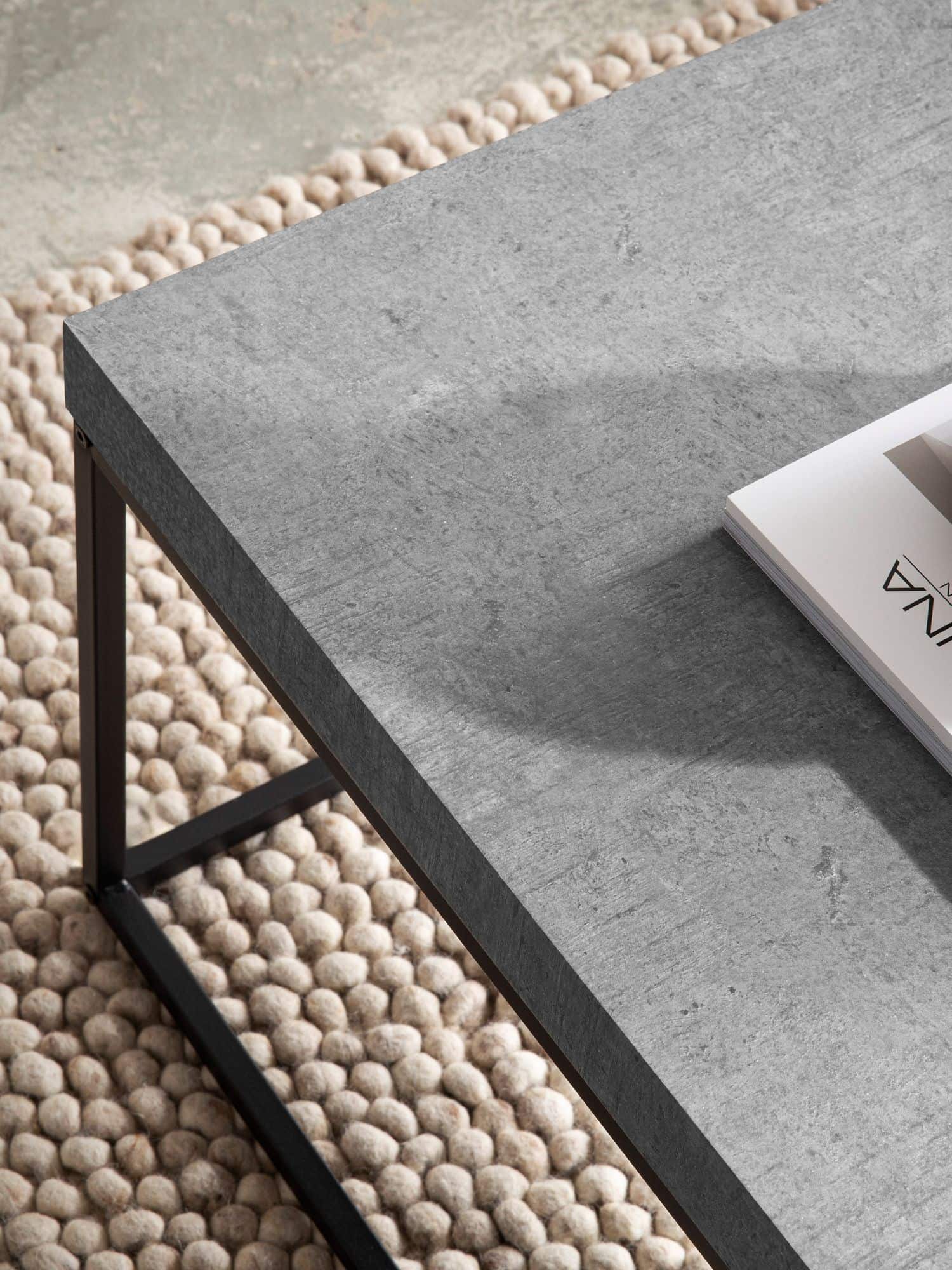 Couchtisch 120x60x38 cm Grau Sofatisch in Beton-Optik Modern