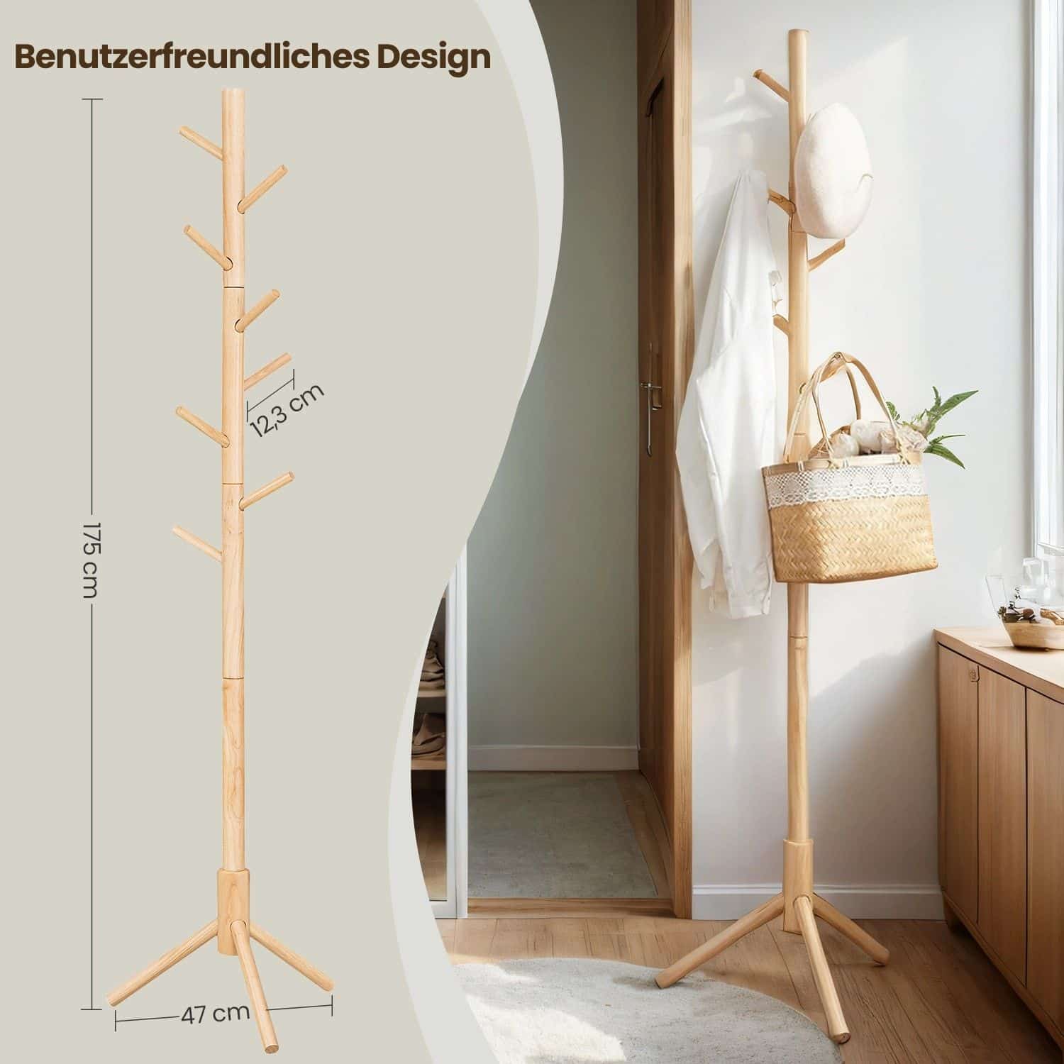 Garderobenständer, Kleiderständer aus Massivholz, Garderobe in Baumform Garderobenständer, Kleiderständer aus Massivholz, Garderobe in Baumform