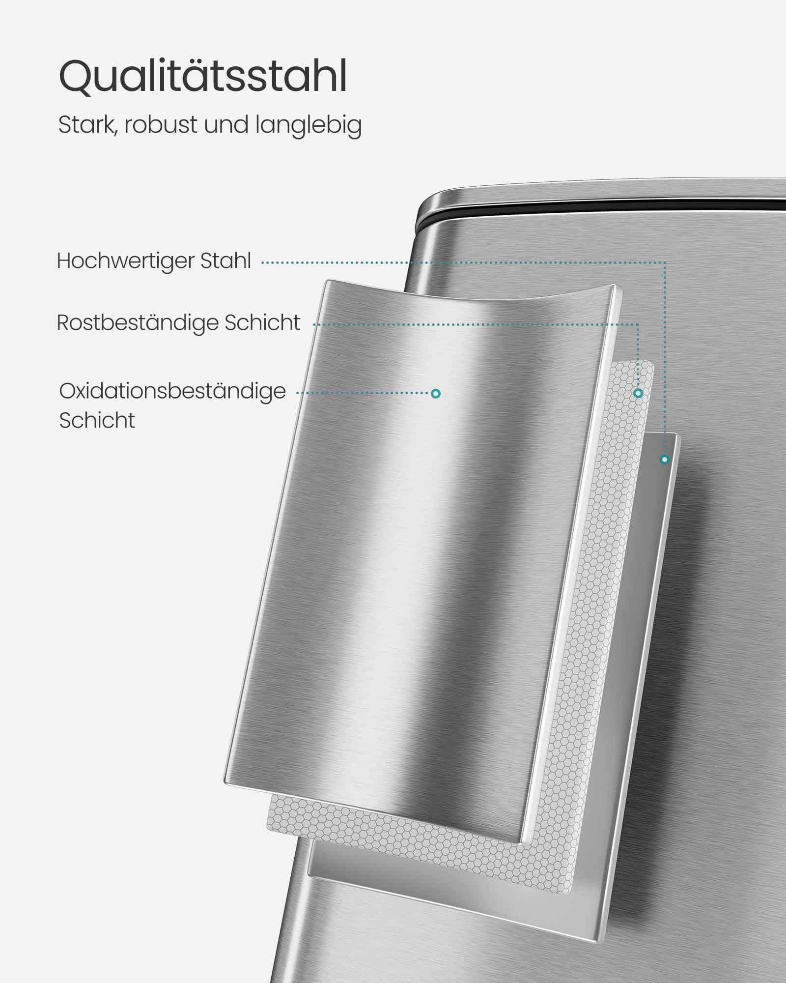 Mülleimer 30 Liter aus Stahl metallicsilber Mülleimer 30 Liter aus Stahl metallicsilber