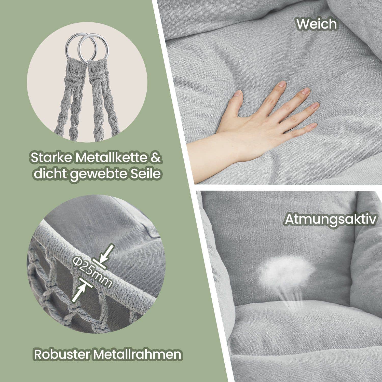 Hängesessel, bis 120 kg belastbar, Hängeschaukel, Hängesessel, bis 120 kg belastbar, Hängeschaukel,