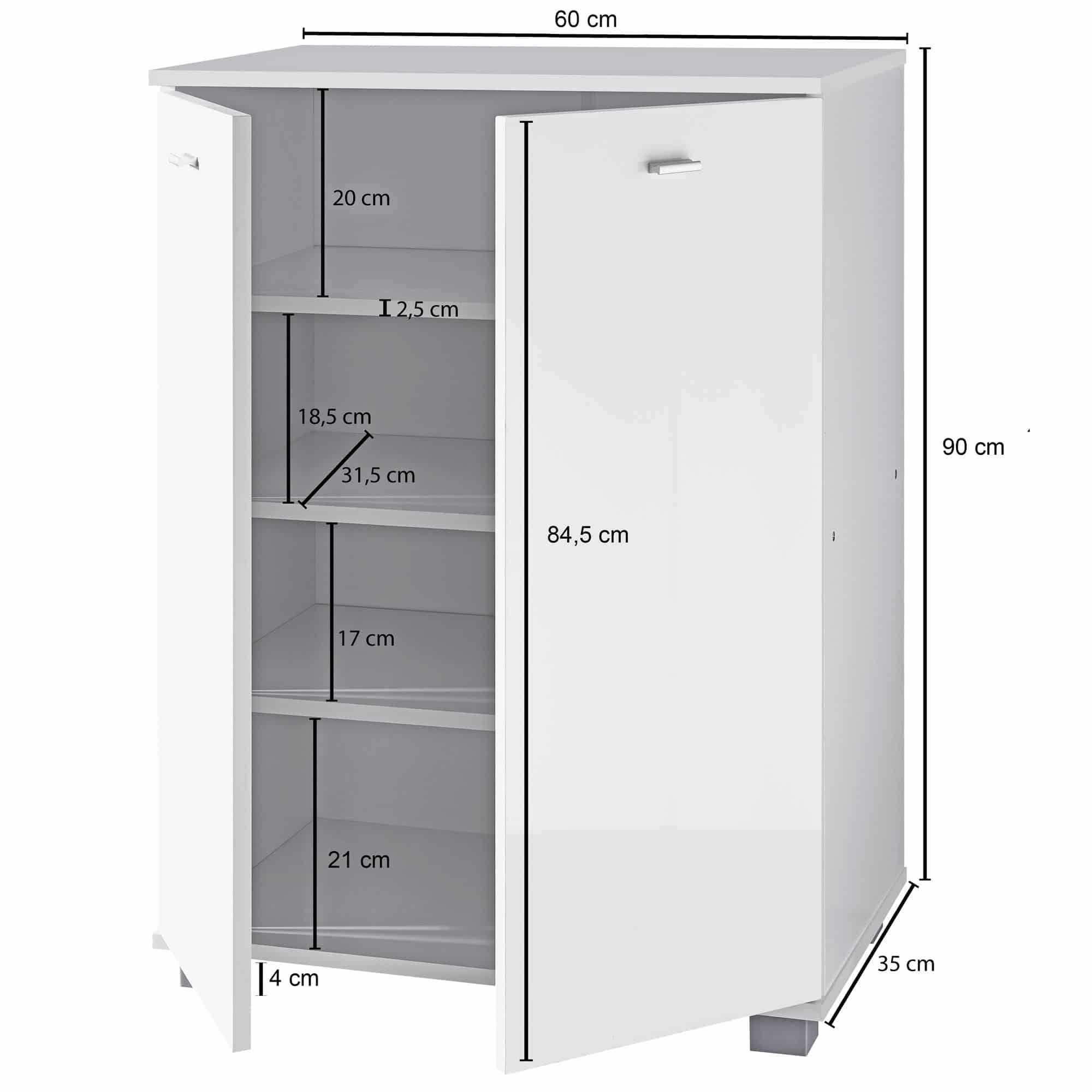 Design Schuhschrank NIMES modern Holz Weiß 12 Paar Schuhe 4 Fächer 2 Türen Design Schuhschrank NIMES modern Holz Weiß 12 Paar Schuhe 4 Fächer 2 Türen