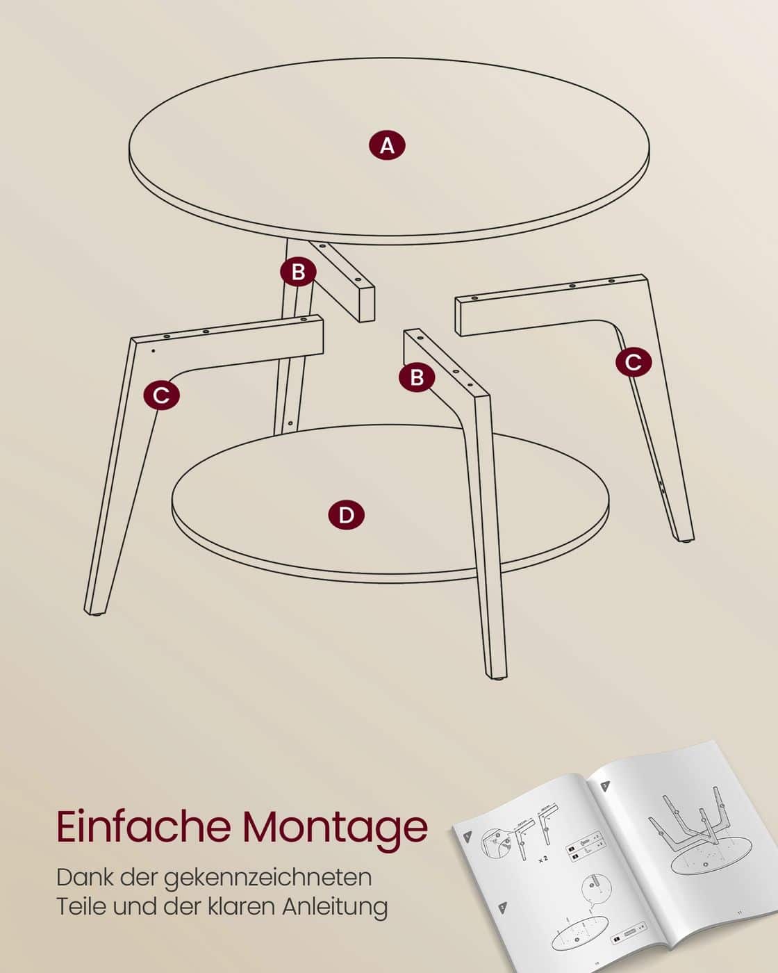 Couchtisch 2 Ebenen einfach zu montieren Couchtisch 2 Ebenen einfach zu montieren