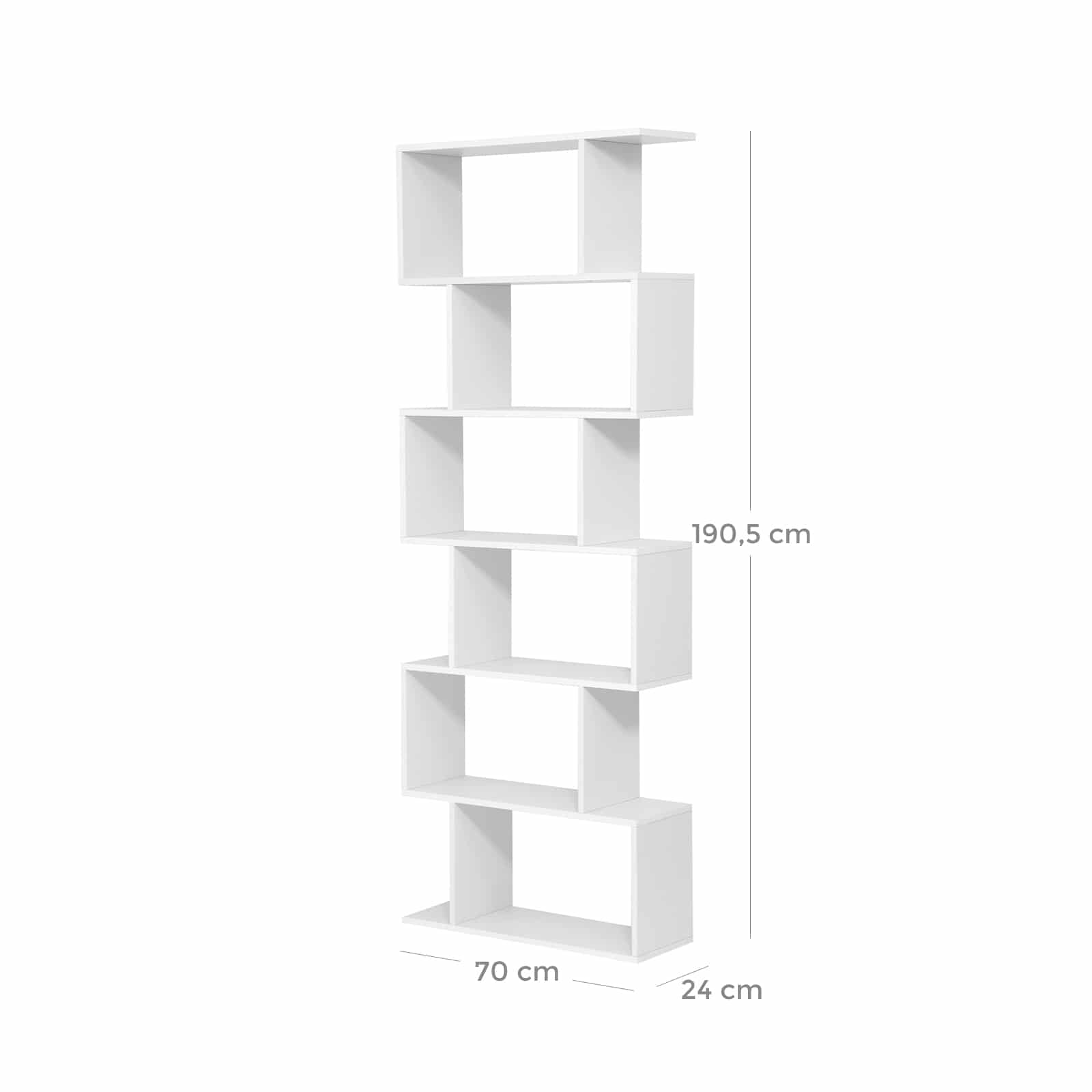 Freistehendes Bücherregal mit 6 Ebenen-B34LBC61WT Freistehendes Bücherregal mit 6 Ebenen-B34LBC61WT