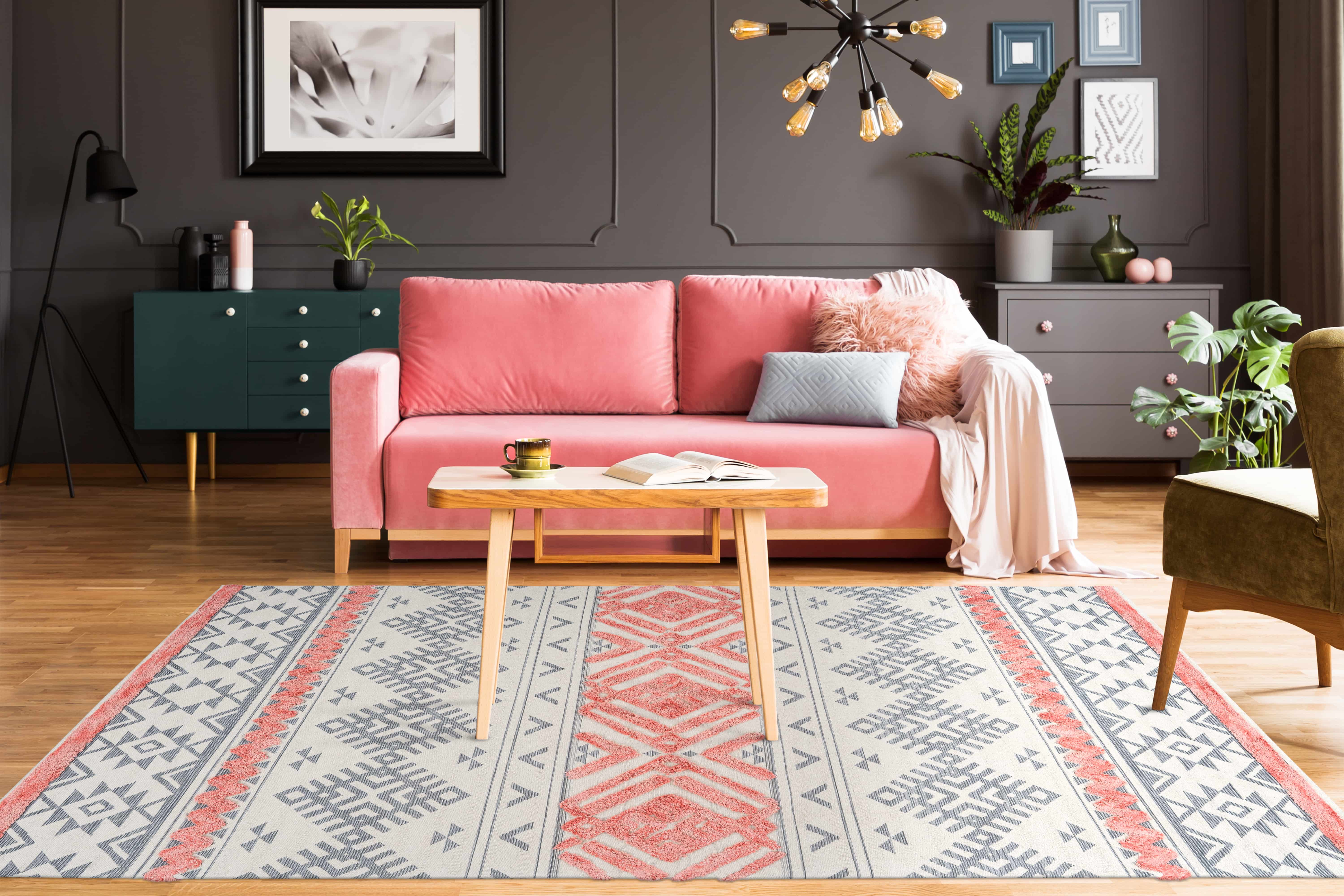 Ethnie 200 Grau / Apricot 80cm x 150cm Ethnie 200 Grau / Apricot 80cm x 150cm