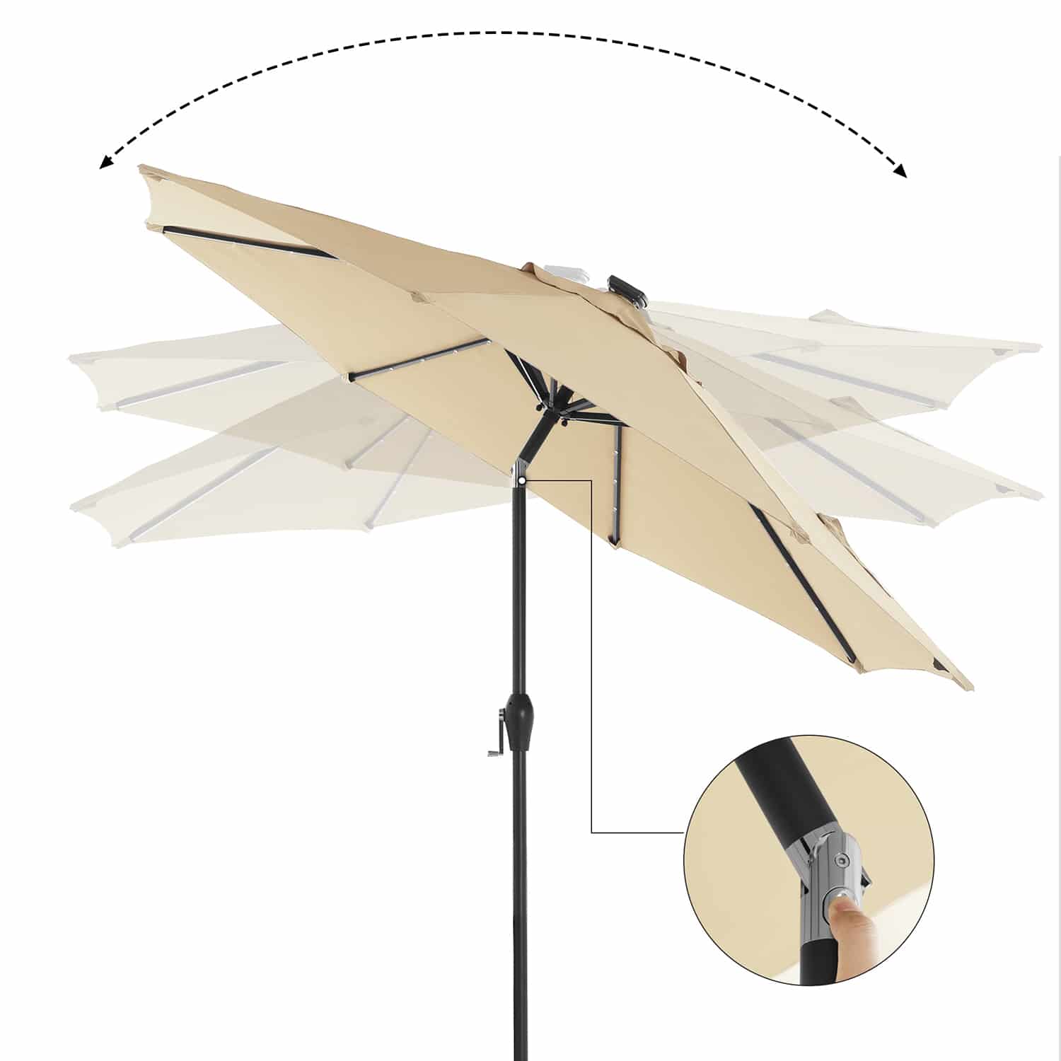 Sonnenschirm mit LED-Solar-Beleuchtung Sonnenschirm mit LED-Solar-Beleuchtung